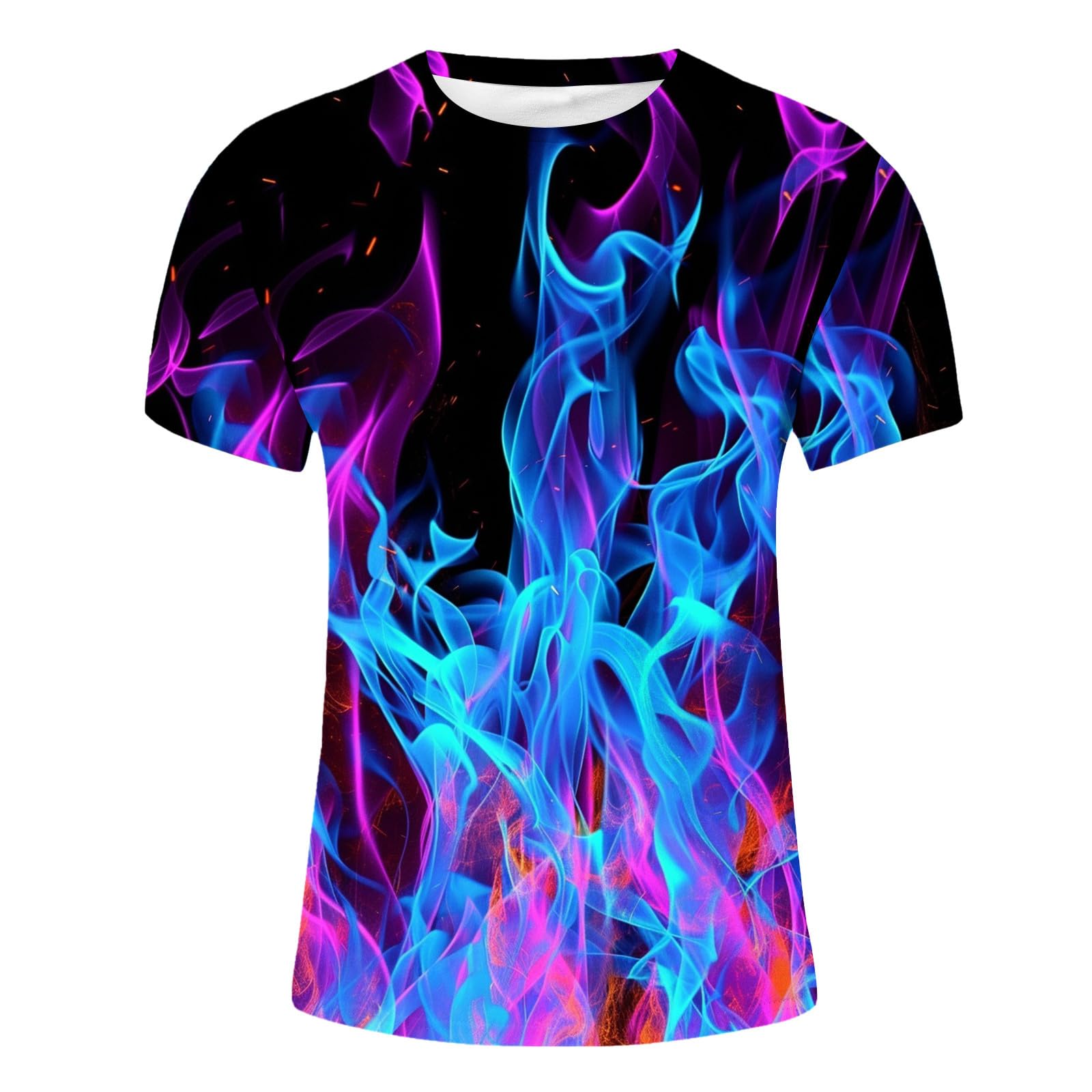 3D Flame Printed Men's Short Sleeve Graphic T-Shirt - Summer Fashion Streetwear Top for Casual Wear, Parties & Outdoor Activities