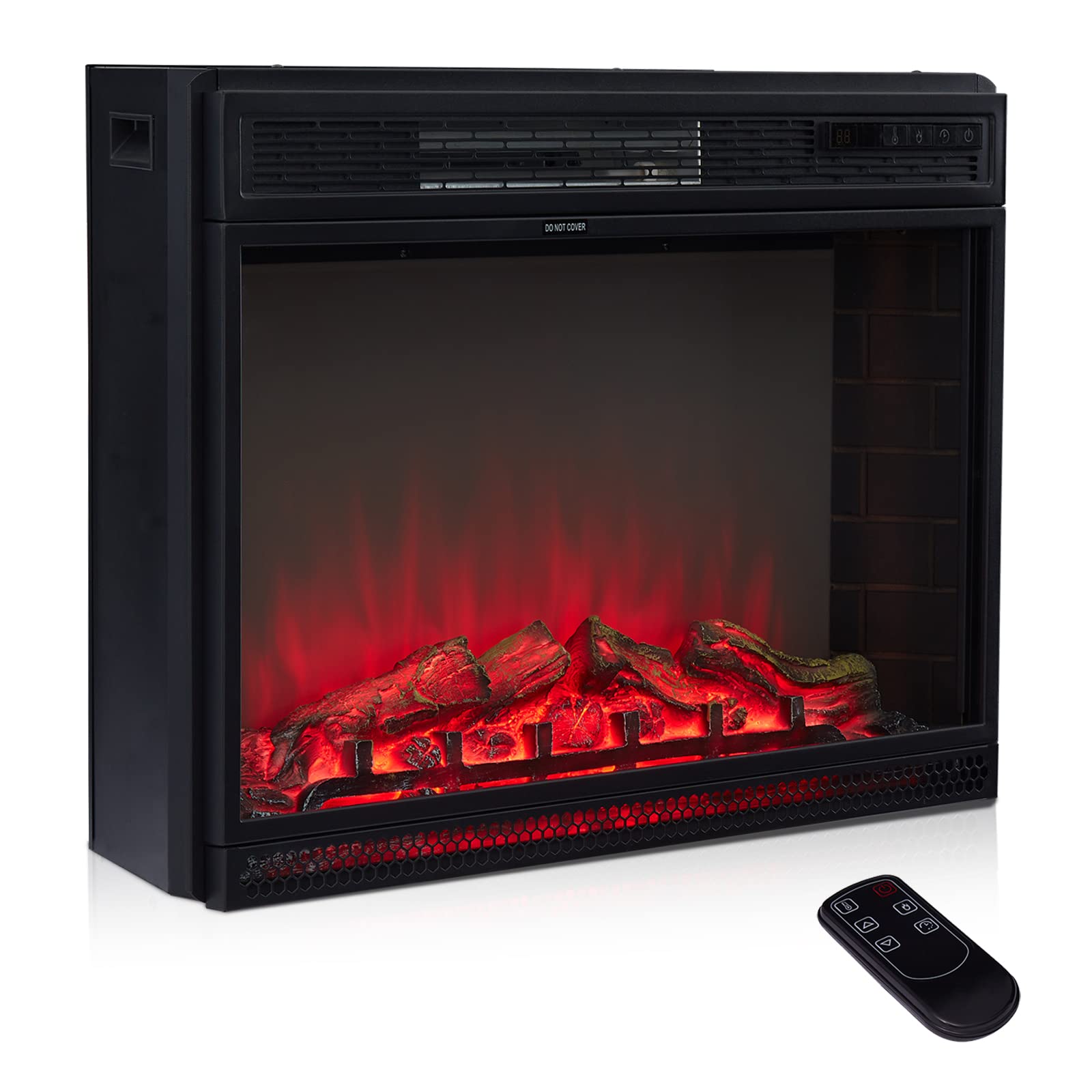 Kinbor 28-inch Electric Fireplace with Heater - Freestanding & Recessed Insert, Glass Door, Remote Control (750W-1500W), Timer & Colorful Flame Options - Perfect for Living Room, Bedroom & Office Heating