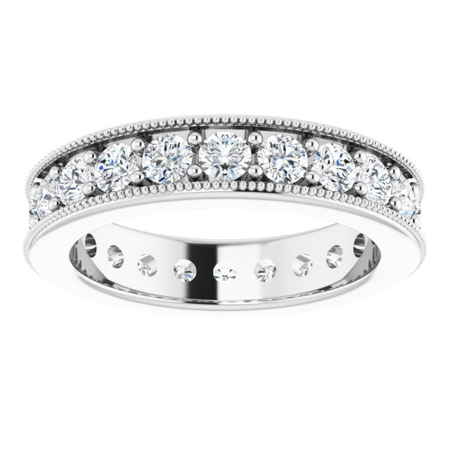 1.76 Carat Round Diamond Eternity Wedding Band with Milgrain Detailing - Perfect for Anniversaries, Engagements & Special Occasions