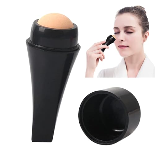 KOOSHLO Volcanic Stone Face Roller for Oily Skin - Reusable Oil Control Facial Roller with Absorbent Makeup Sponge | Reduces Shine & Excess Oil | Perfect for Daily Skincare, Makeup Prep & On-the-Go Touch Ups