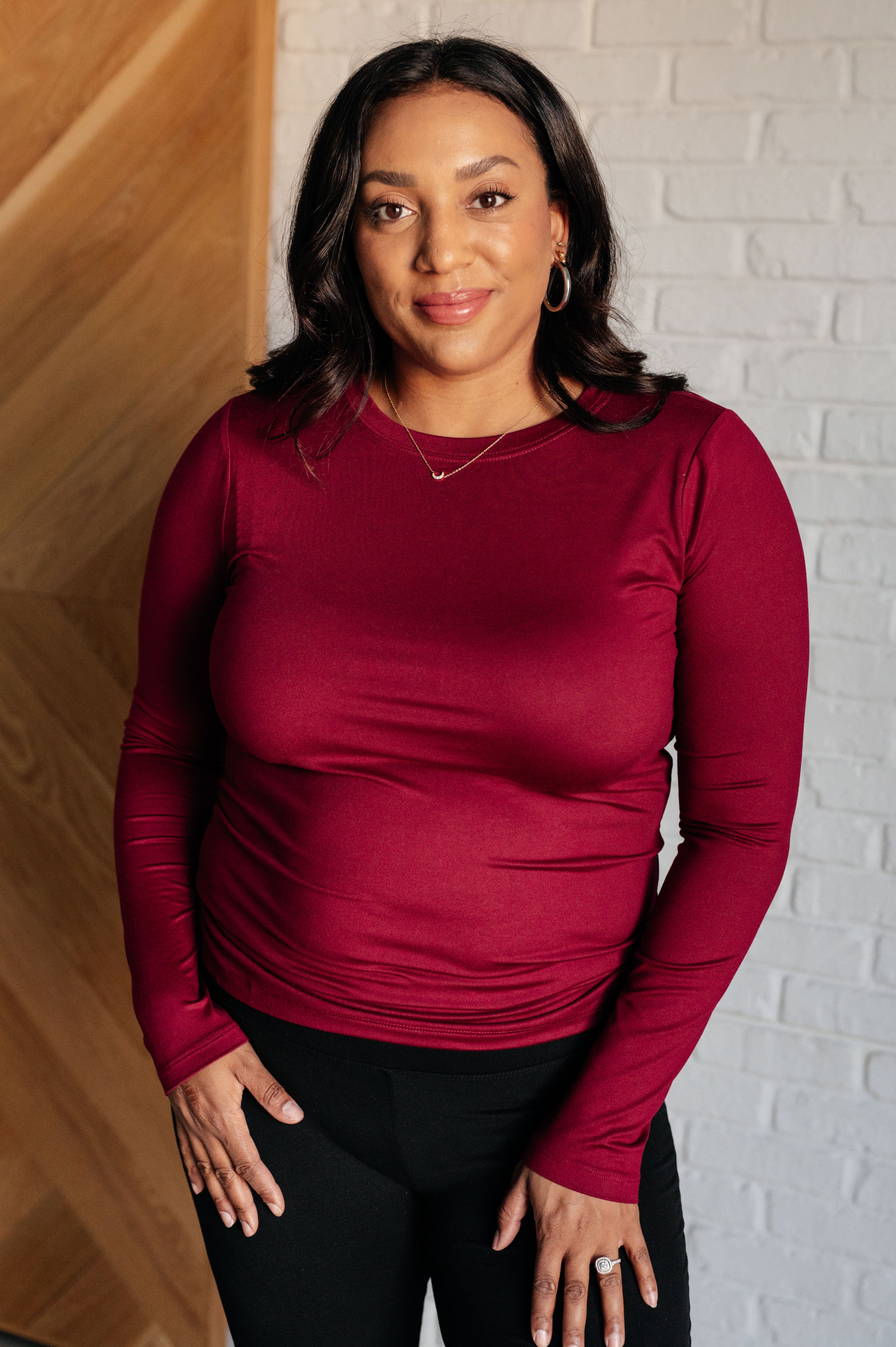 Basically Perfect Brushed Microfiber Tee in Cabernet - Soft & Comfortable Women's Casual T-Shirt for Everyday Wear, Lounge & Outfits