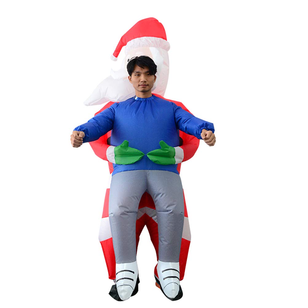 Funny Santa Claus Inflatable Costume for Christmas Party - Adult Cosplay Outfit with Beard & Hat for Holiday Performances, Festive Events & Family Gatherings