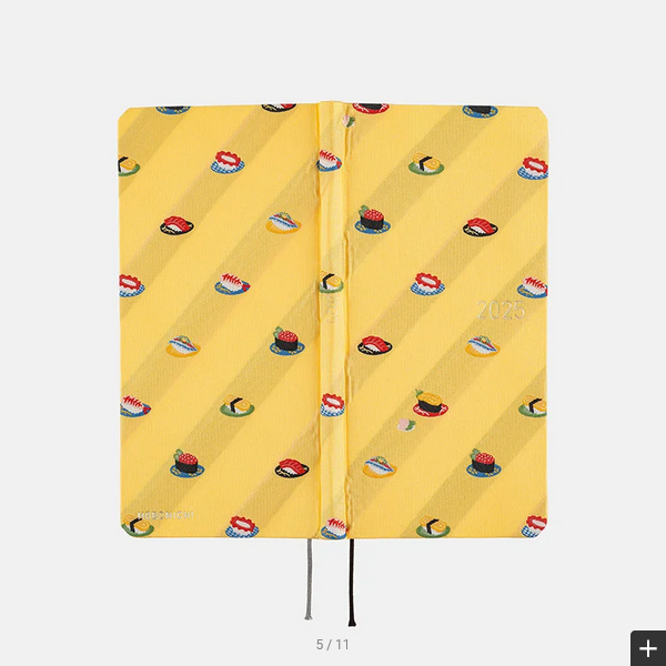 Hobonichi Techo 2025 Bow & Tie Sushi Weeks Hardcover Planner - Weekly Horizontal Layout, January Start, Monday Start, English Edition - Perfect for Journaling, Scheduling & Productivity Tracking