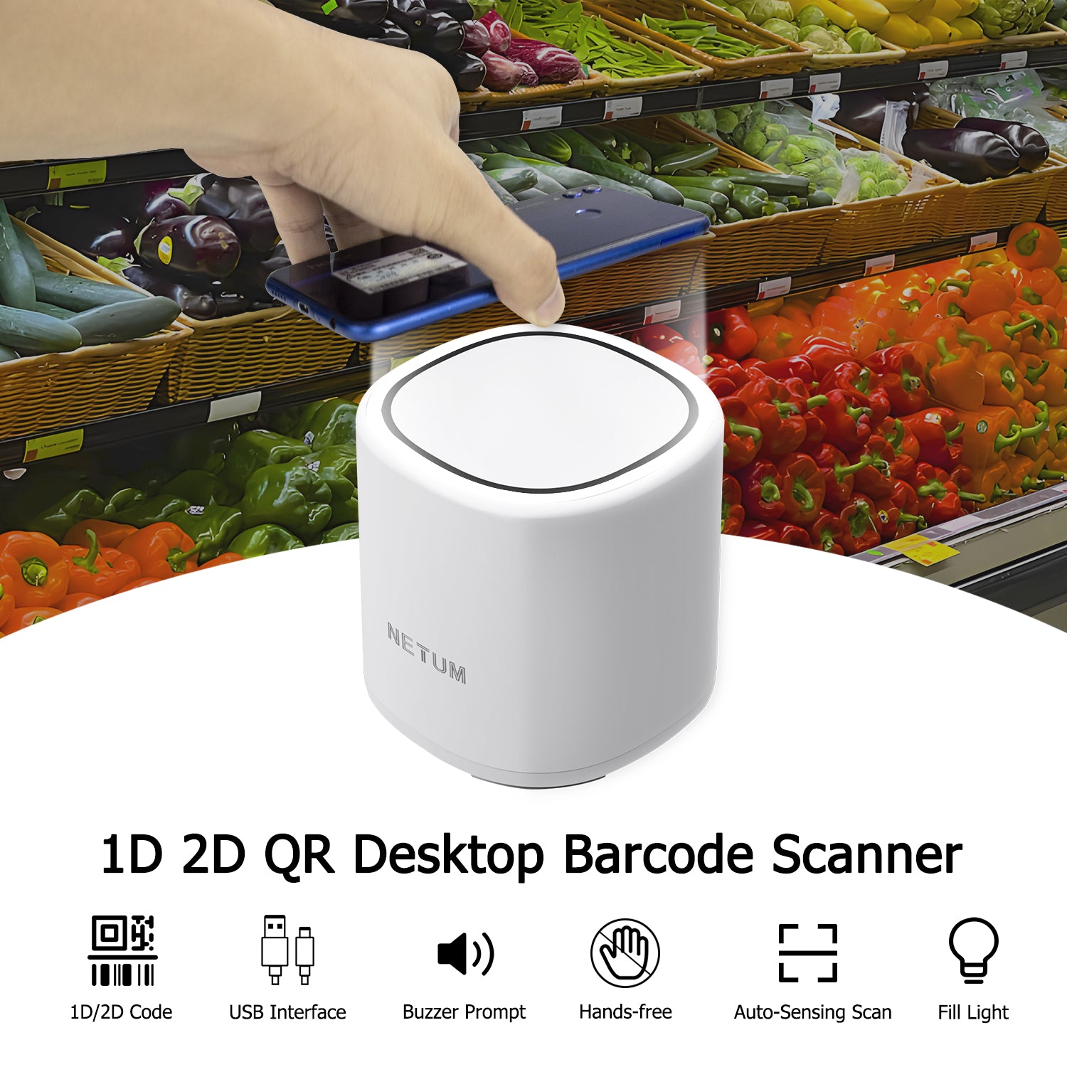 NT 5090 Wireless Hands-Free Barcode Scanner - Bluetooth Enabled for Retail, Warehouse & Inventory Management - Fast & Accurate Scanning for Efficient Workflows