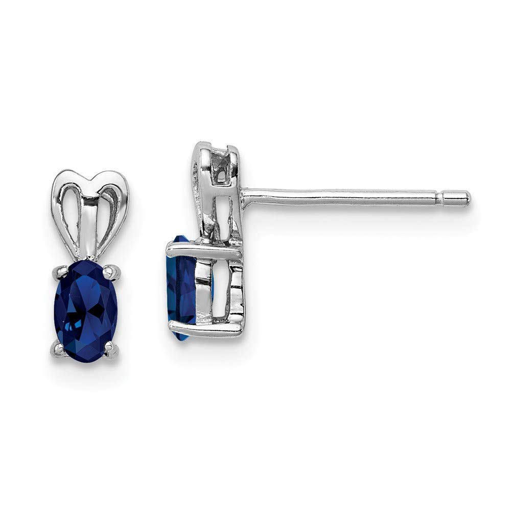 Sterling Silver Rhodium-Plated Blue Created Sapphire Stud Earrings for Women - Perfect for Weddings, Parties & Everyday Elegance