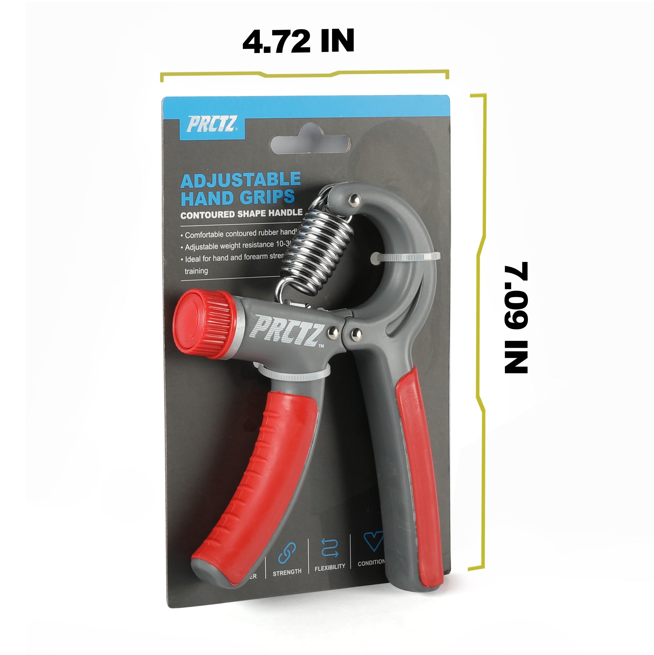 PRCTZ Adjustable Hand Grip Strengthener 10-30kg (23-66lb) - Finger & Forearm Exerciser for Strength Training, Physical Therapy & Rehabilitation - Perfect for Athletes, Musicians & Office Workers