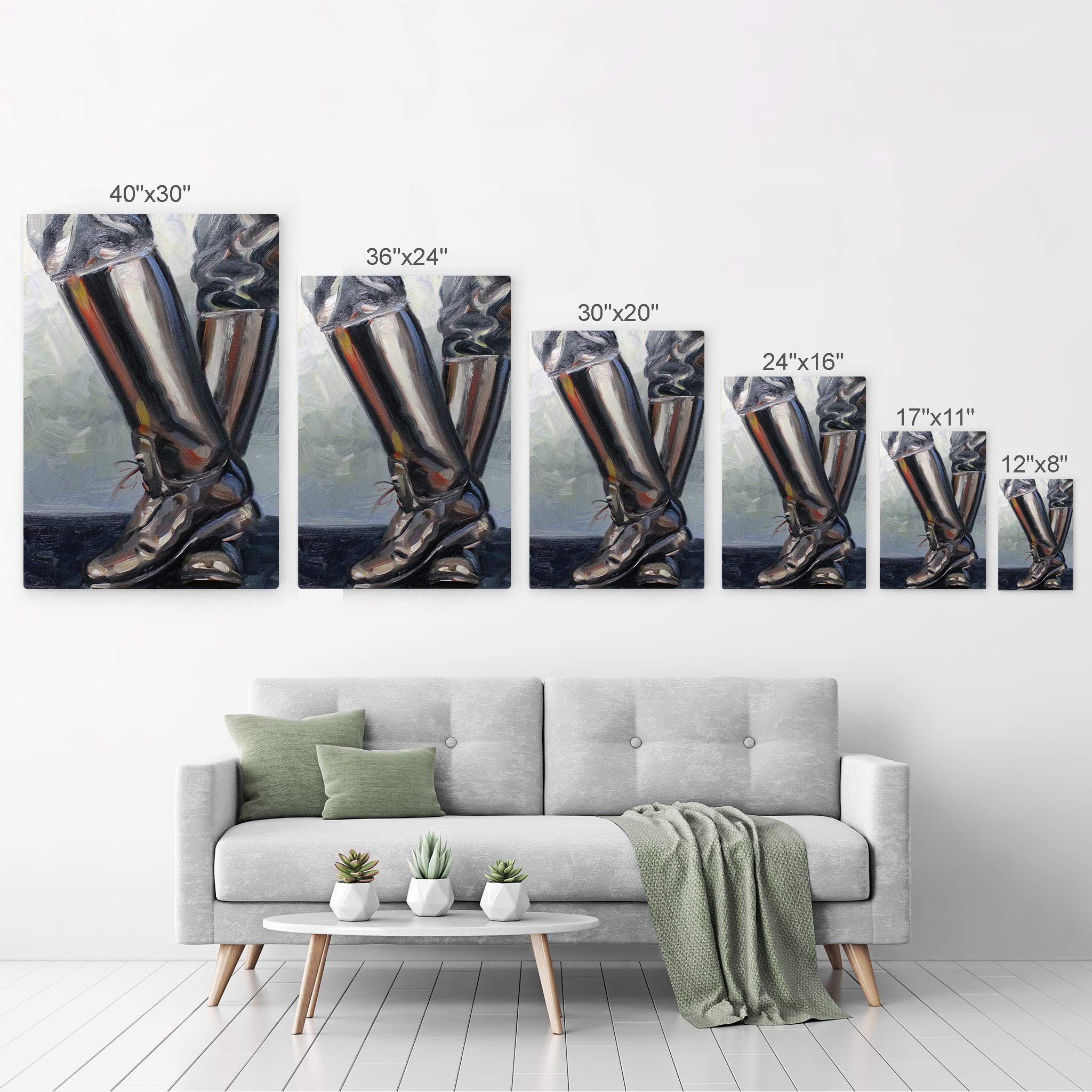 Kenney Mencher Smile Art Design Boots Bondage Beatings Shoes Portrait Oil Painting - 30x20 Metal Print Wall Art for Living Room & Bedroom Decor | Ready to Hang Made in USA | Perfect for Gothic Home Decor & Art Collectors