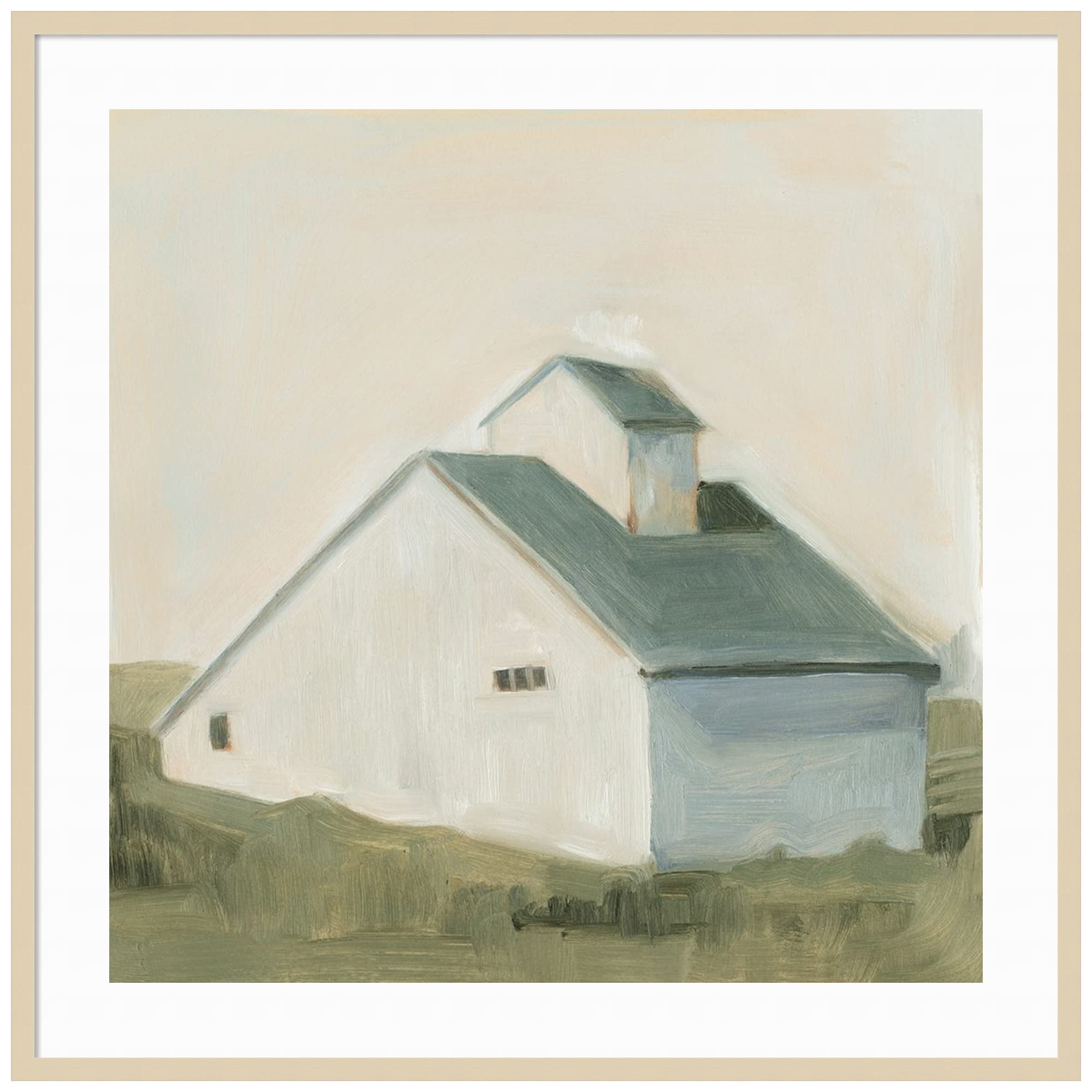 Emma Scarvey Serene Barn I Wood Framed Wall Art Print - 41x41 Inch Oversized Natural Frame - Farmhouse Decor for Living Room, Bedroom & Office