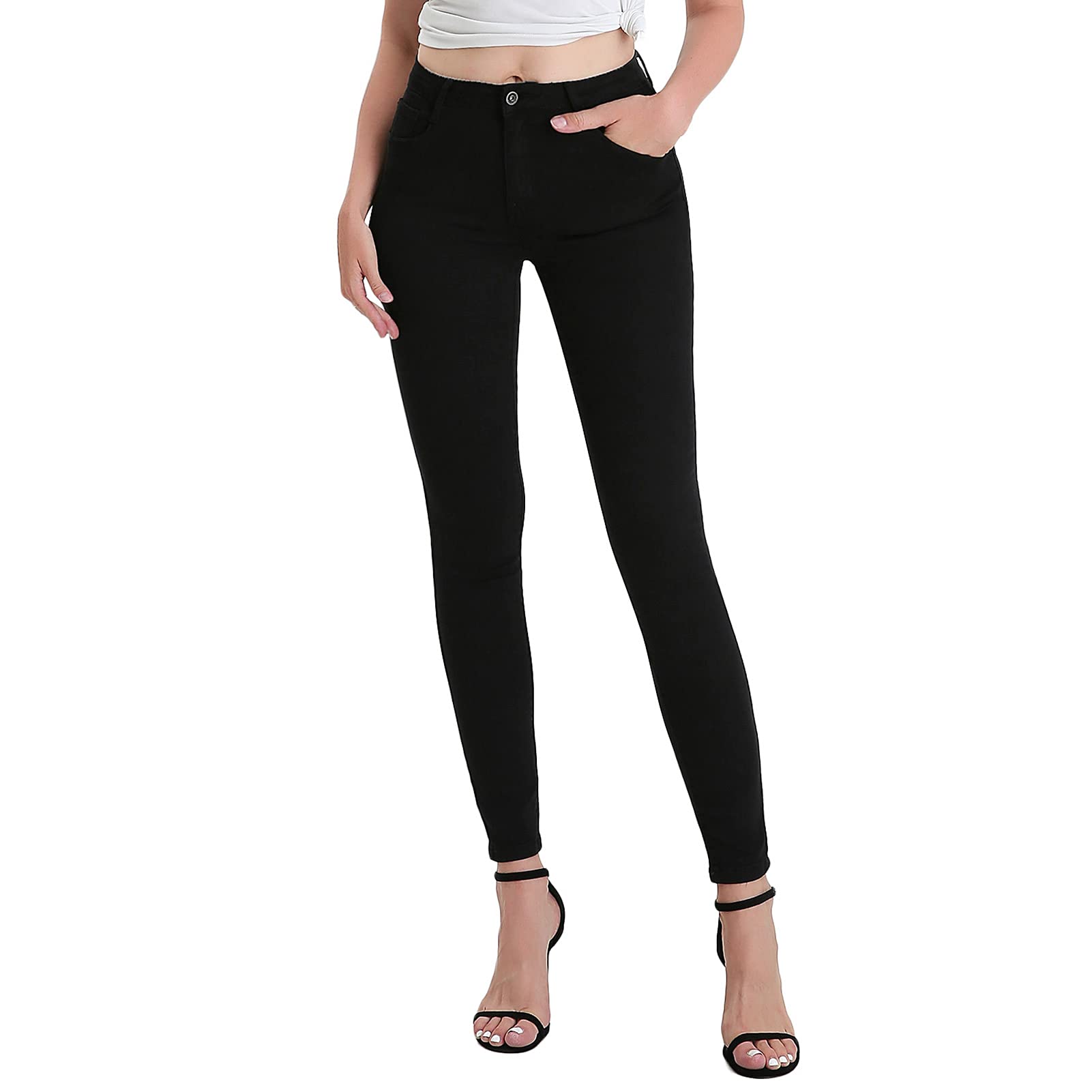 JENAIR High Waisted Black Skinny Jeans for Women - Stretch Denim Work Pants with Pockets | Comfortable Office Wear & Casual Outfits