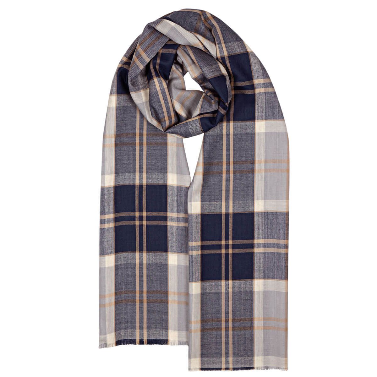 Bannockbane Grey Tartan Extra Fine Merino Wool Stole - Elegant & Warm Shawl for Women, Perfect for Weddings, Parties & Winter Fashion