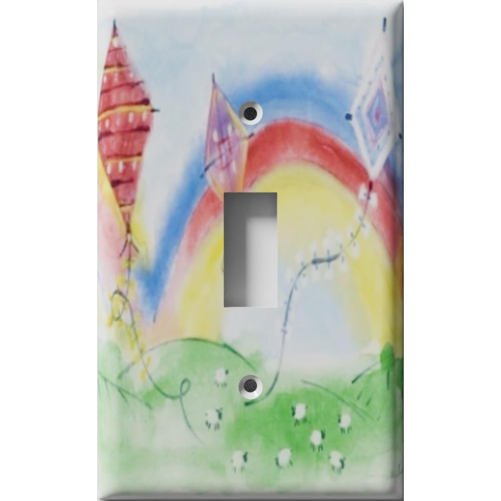 Rainbow Kite Light Switch Cover - Toggle Wall Plate for Kids Room Decor