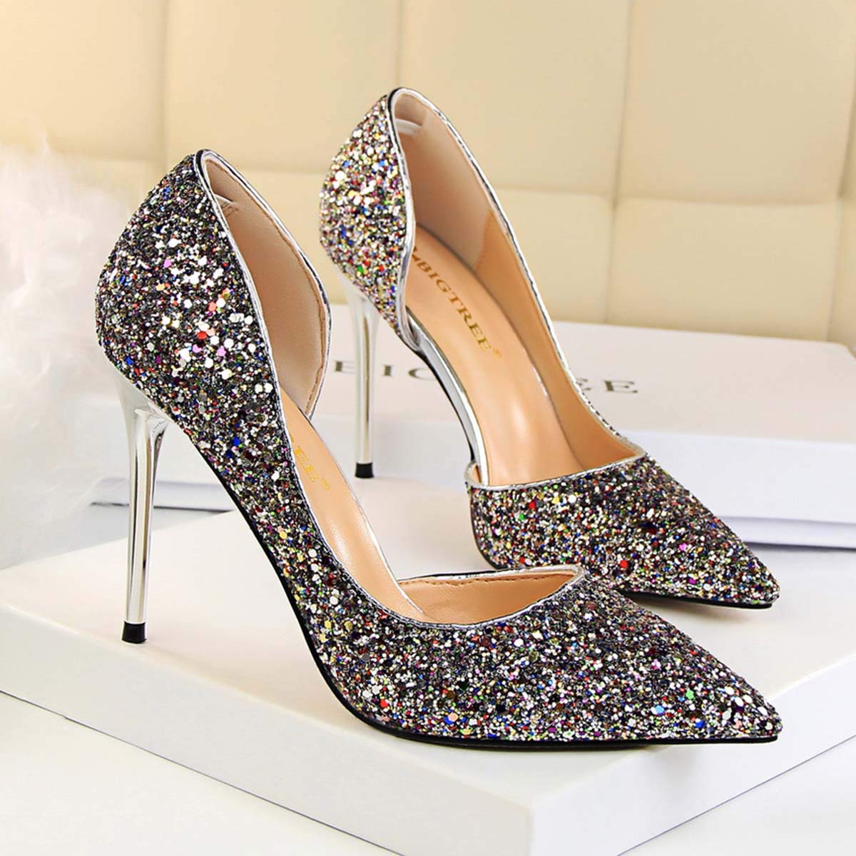 JOEupin Women's Stiletto High Heel Pumps - Sexy Open Toe Dress Shoes for Wedding, Party & Evening Wear - Comfortable Women's Heels for Formal Occasions