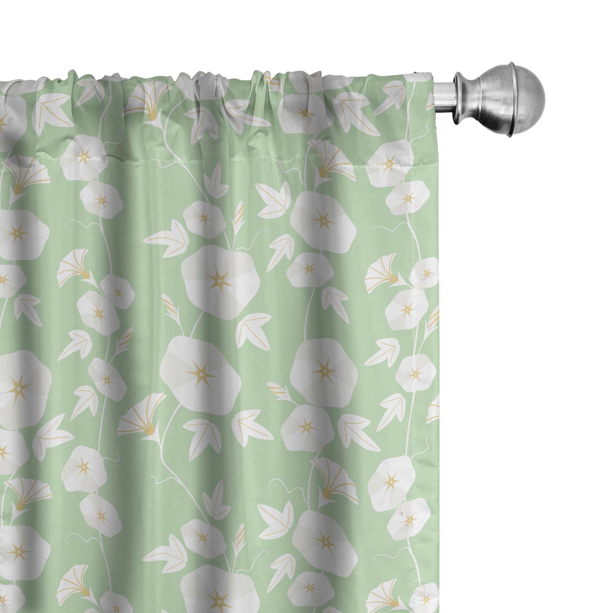 Ambesonne Vine Curtains - Silhouette Bell Flowers Botanical Print, Gardening Theme Window Treatments, 2 Panel Set (28