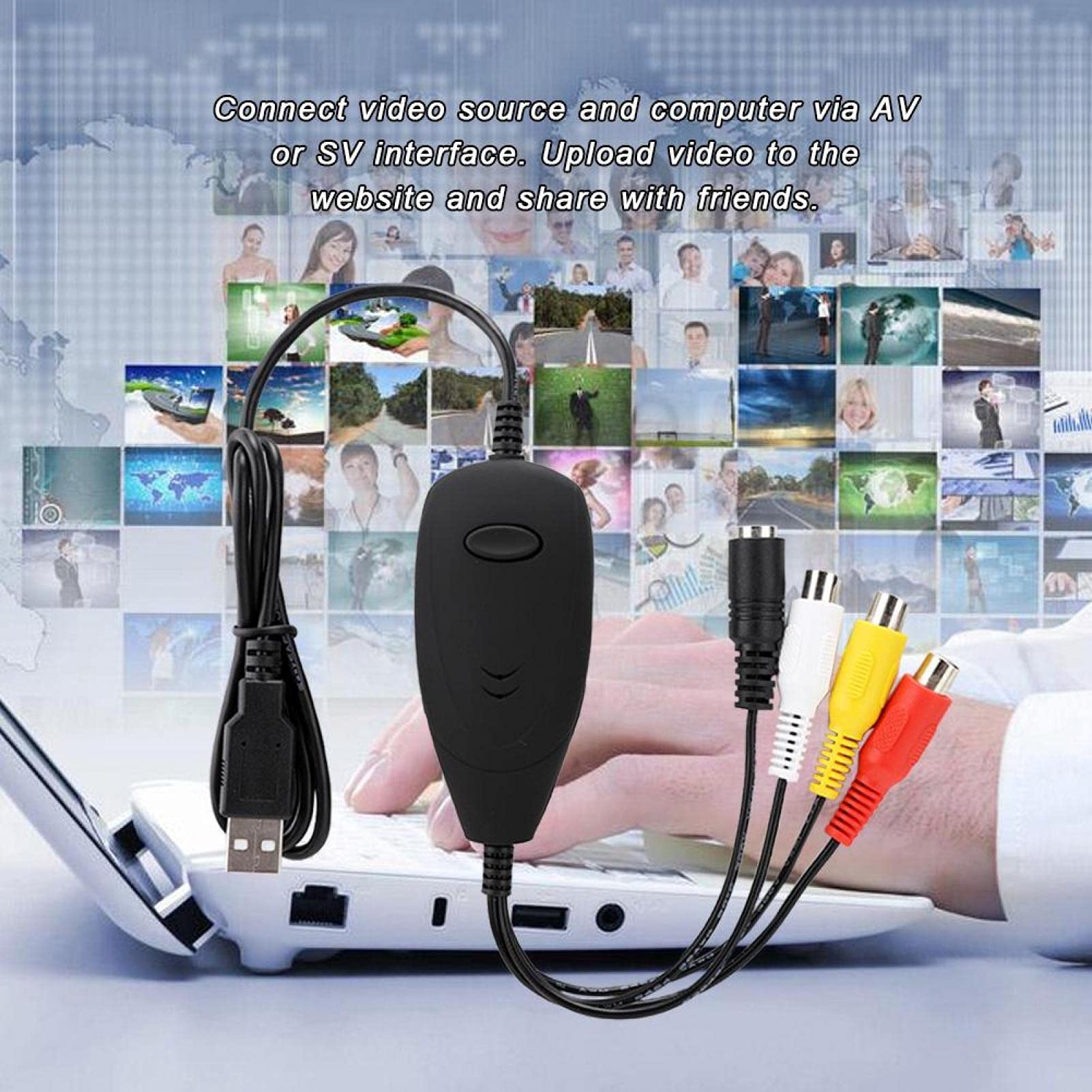 Ubersweet® Video Capture Card USB 2.0 - High Speed Audio Video Recording Device for Music Videos, Live Streaming, Gaming & PC Content Creation | Compatible with Windows & Mac