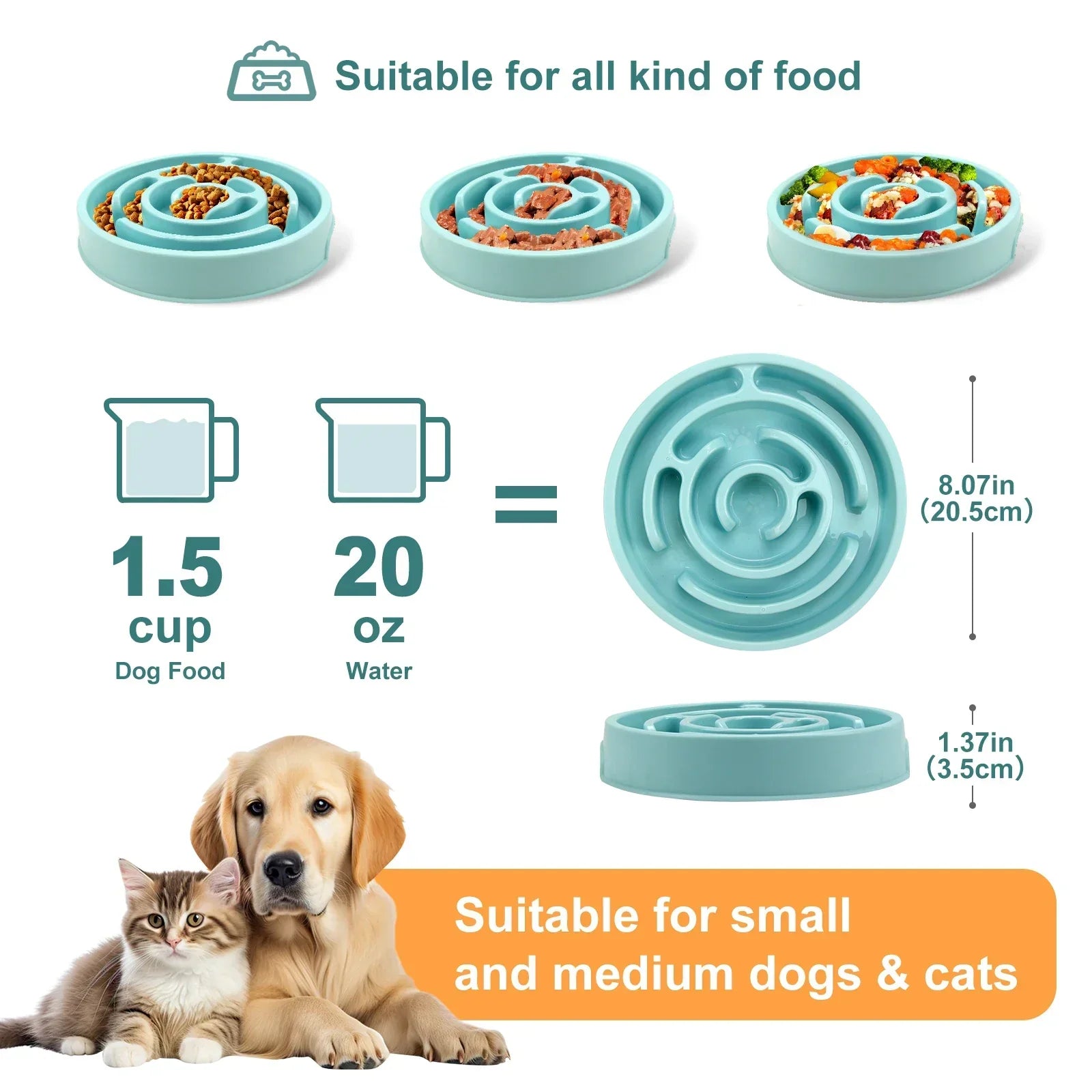Slow Feeder Dog Bowl – Non-Slip, Anti-Gulping Pet Dish for Small, Medium & Large Dogs – Perfect for Mealtime & Portion Control