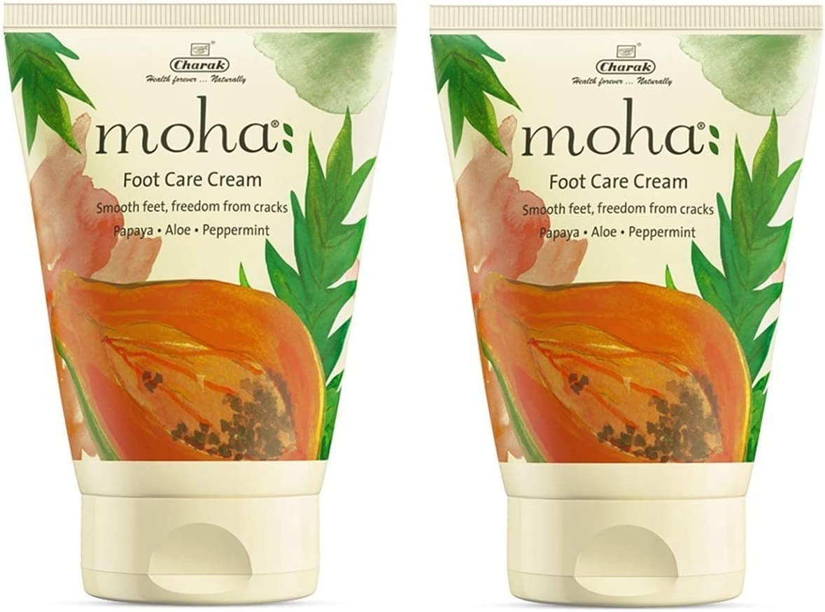 AOZA moha: Intensive Foot Cream for Dry, Cracked Heels – Moisturizing & Repairing with Aloe Vera, Papaya & Peppermint (50g x 2 = 100g) – Perfect for Cracked Heel Treatment & Daily Foot Care