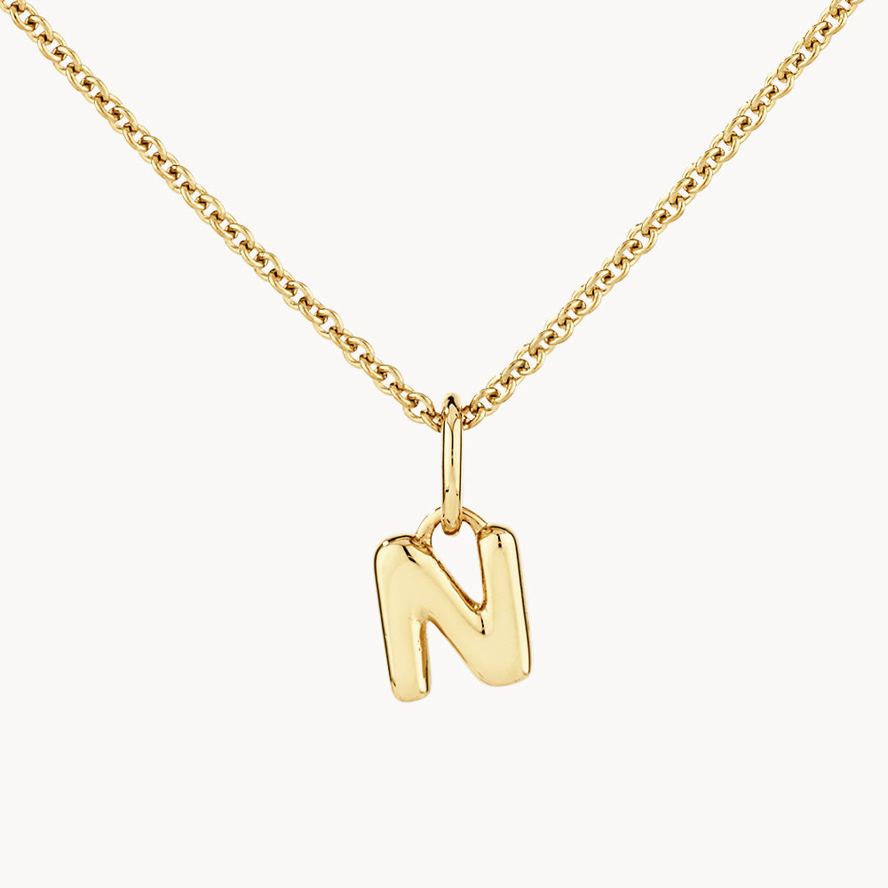 Gold Bubble Letter Necklace - Personalized Initial Pendant for Women - Perfect for Gifts, Birthdays & Everyday Wear