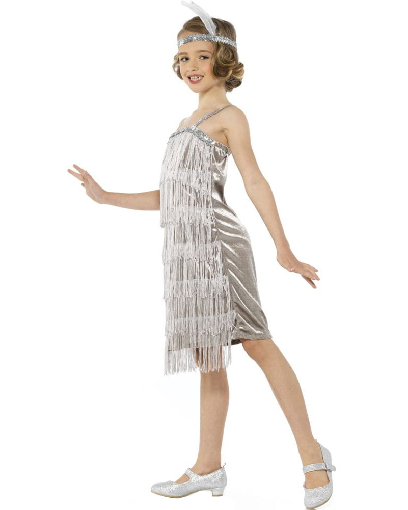 1920s Vintage Silver Flapper Dress Costume for Women - Roaring 20s Gatsby Party Outfit, Halloween Costume, Burlesque Show, Themed Events & Cosplay