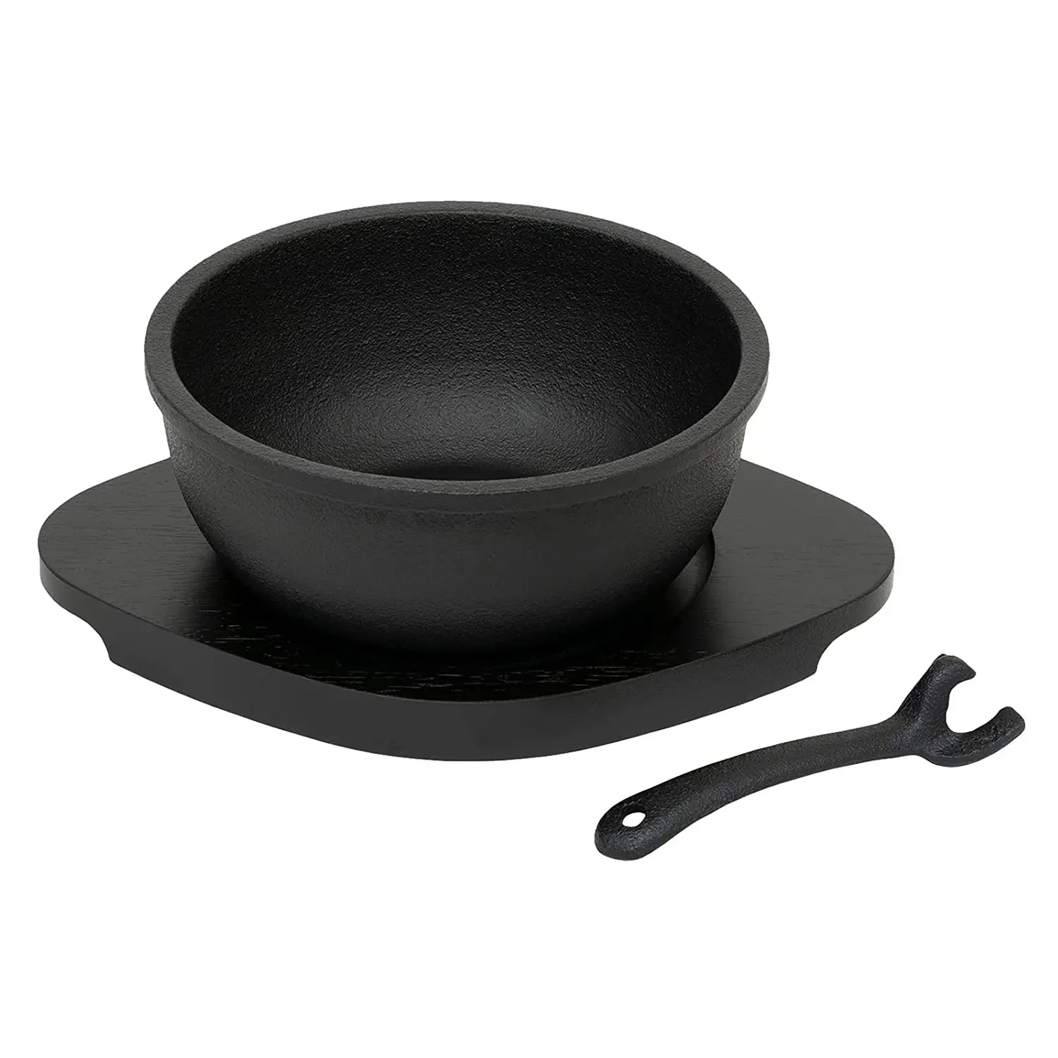 Premium Ikenaga Induction Cast Iron Bibimbap Bowl with Wooden Base - Perfect for Korean Stone Pot Rice, Hot Pot Meals & Home Dining Experience