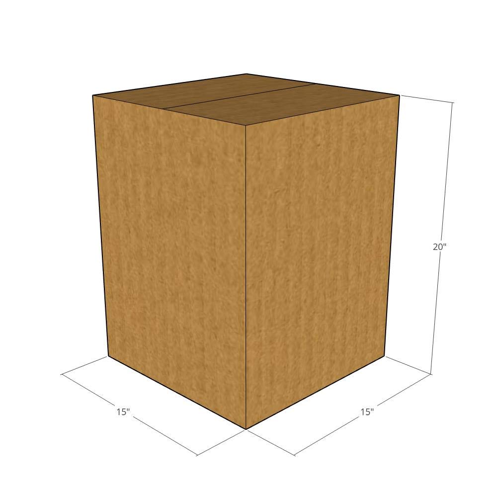 15x15x20 Inch 32 ECT Corrugated Shipping Boxes - Heavy Duty Moving & Storage Cartons for Ecommerce, Home & Office Packing