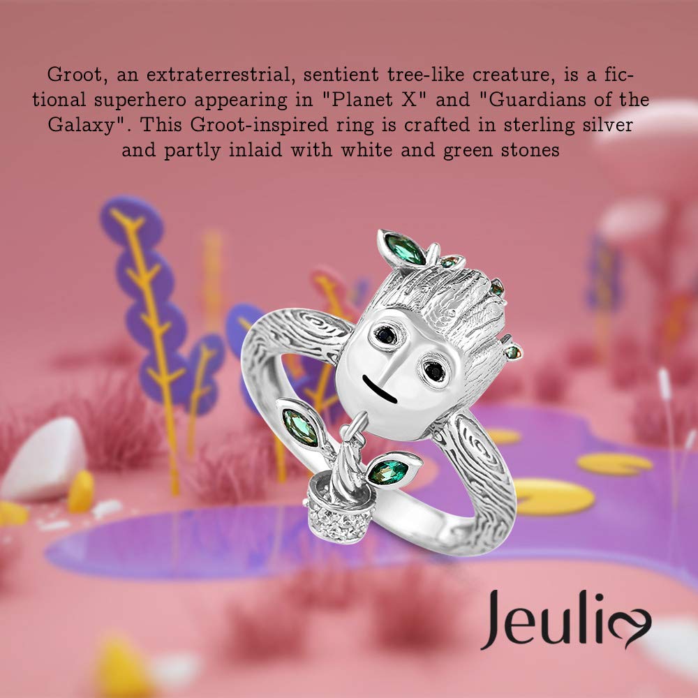Jeulia 925 Sterling Silver Tree Man Rings for Women & Men - Cubic Zirconia Halloween Jewelry Gift for Movie Fans (with Gift Box) | Perfect for Cosplay, Halloween Costumes, and Romantic Gifts