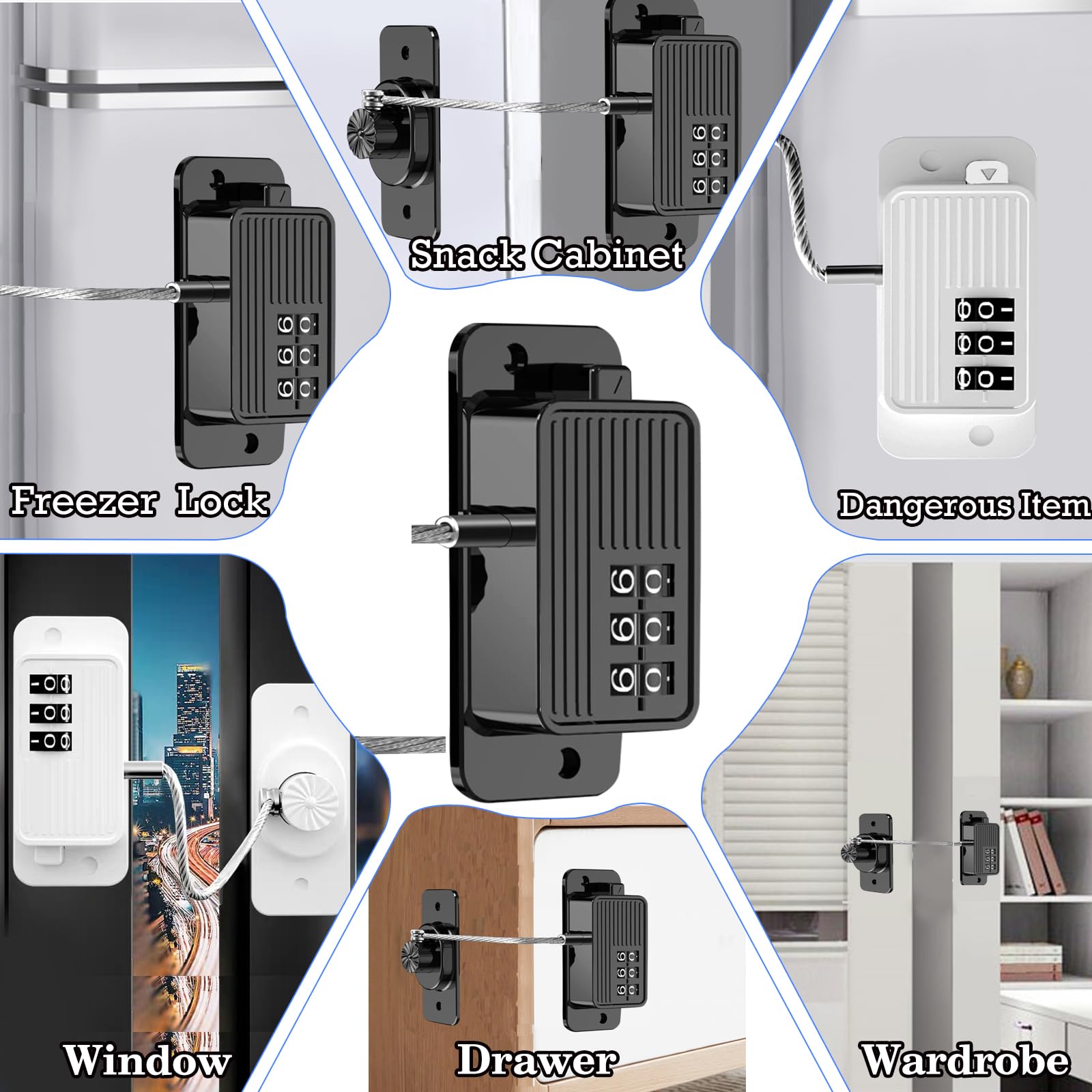 Child Proof Refrigerator Door Lock with Password - No Tools Needed, Safe for Kitchen Fridge, Cabinets, Drawers, Closets, Windows & Doors | Perfect for Homes with Kids & Pets