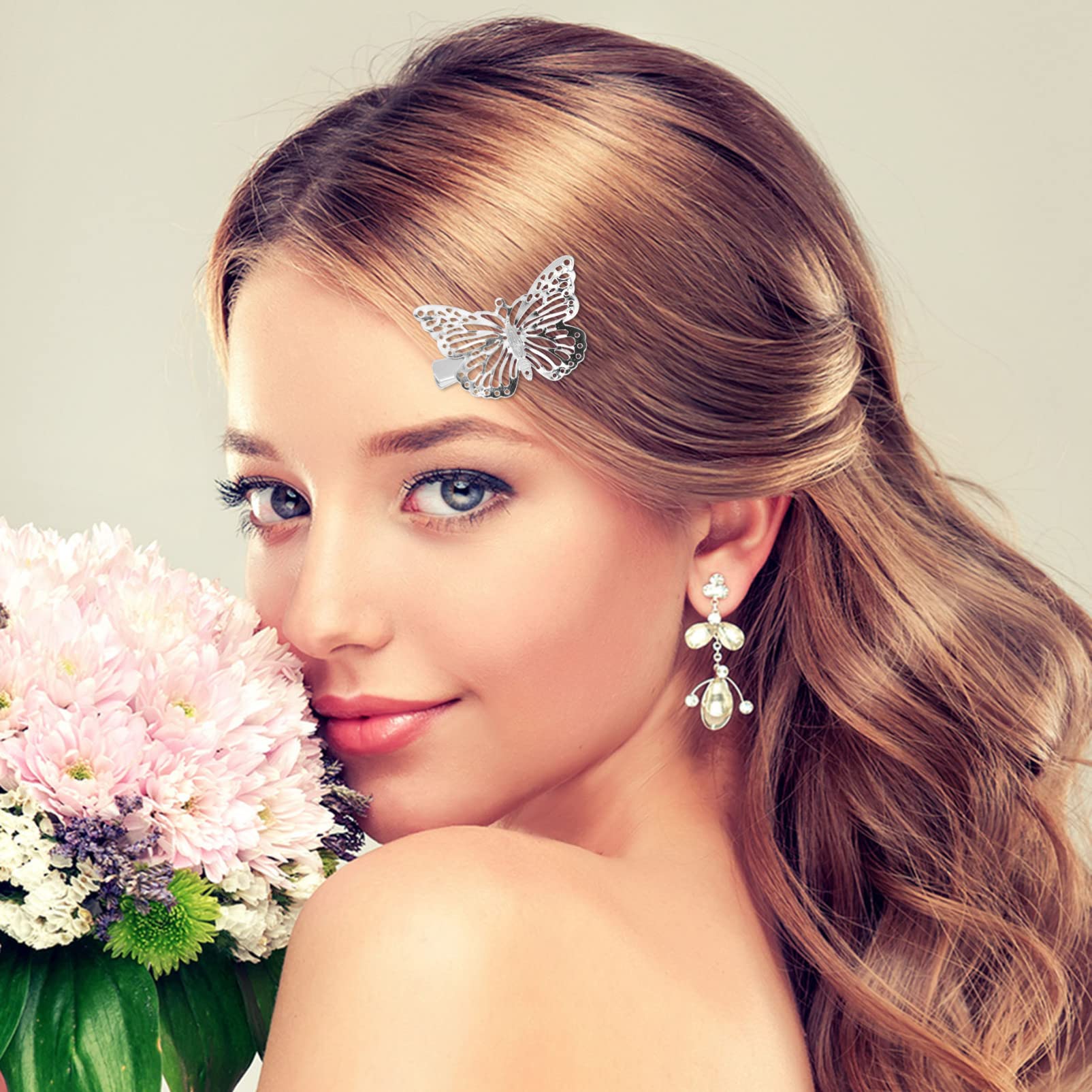 10pcs Silver Plated Butterfly Hair Clips for Women - 3D Alligator Hairpins, Barrettes & Tiara Accessories for Girls, Wedding, Bride & Party Decoration - Perfect for Everyday Wear, Special Occasions & Gift Giving