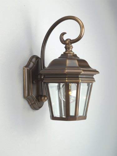 Progress Lighting P5670-108 1-Light Outdoor Wall Lantern with Clear Beveled Glass & Scroll Arm Design in Oil Rubbed Bronze - Perfect for Porch, Patio, and Entryway Lighting