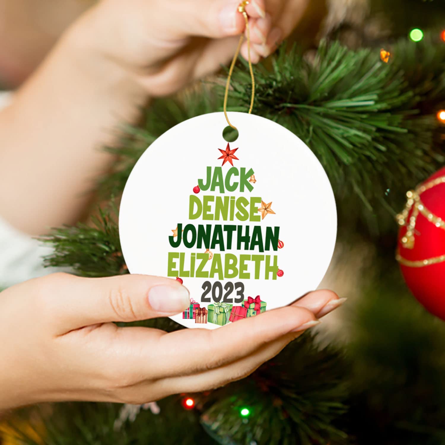 Personalized Family Name Christmas Ornament 2025 - Custom Engraved Tree Decor with Names - Perfect for Holiday Gifts, Family Reunions & Festive Home Decor