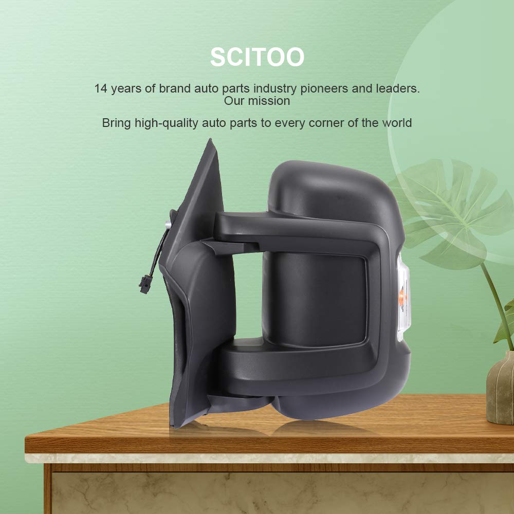 SCITOO Driver Side Mirror Replacement for 2014-2019 Ram ProMaster 3500 - Left Side View Mirror with Manual Folding & Turn Signal - Black Exterior Mirror (Part #CH1320376) | Perfect for Truck Upgrades & Fleet Maintenance