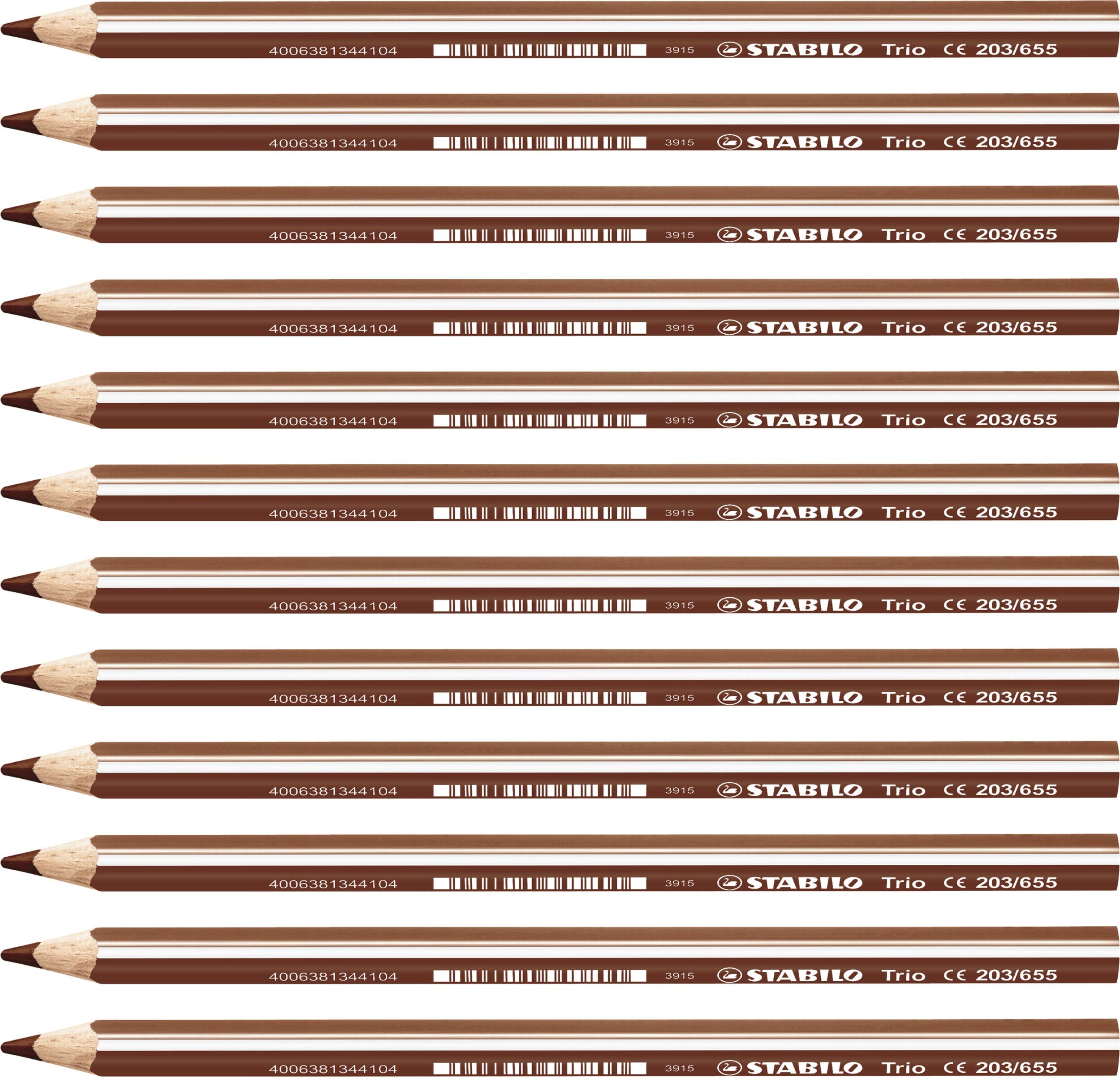 STABILO Trio Thick Colored Pencils - 12 Pack Light Brown - Premium Art Supplies for Kids & Adults - Perfect for Sketching, Drawing & Coloring Books