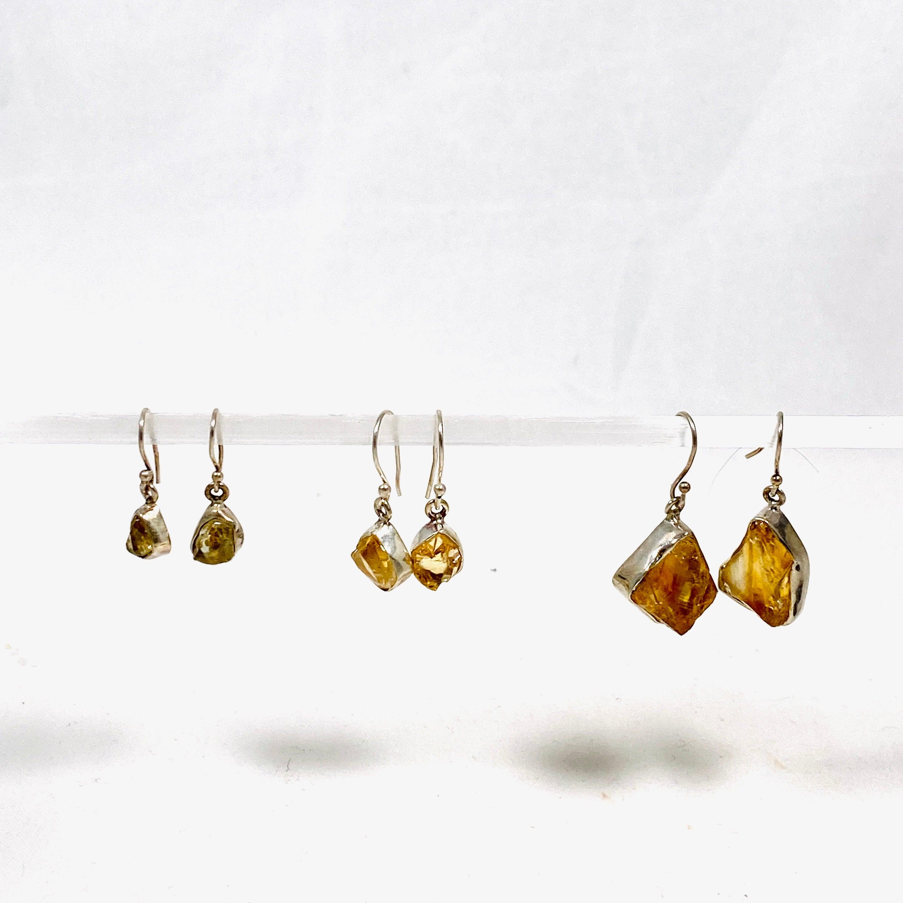 Natural Citrine Raw Stone Earrings E2359 - Handmade Boho Jewelry for Women - Perfect for Everyday Wear, Boho Chic Outfits & Spiritual Healing