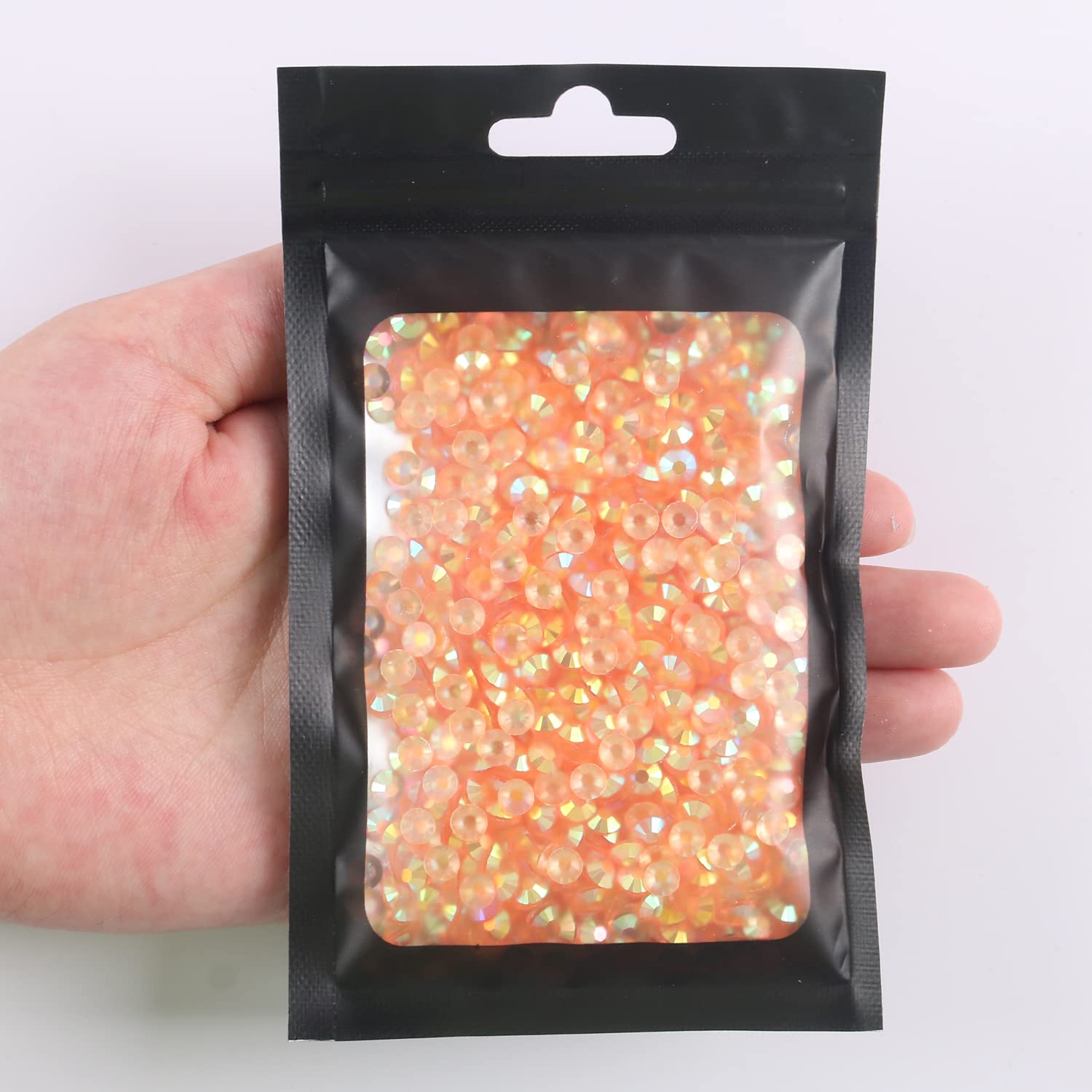 1400pcs 5mm 30g Resin Rhinestones AB Color Non-Hotfix Glitter Jelly Gems for Crafts - DIY Mugs, Water Bottles, Tumblers, Nail Art & Home Decor (T47 Transparent Peach AB) | Perfect for Cup Decoration, Scrapbooking & Gift Making