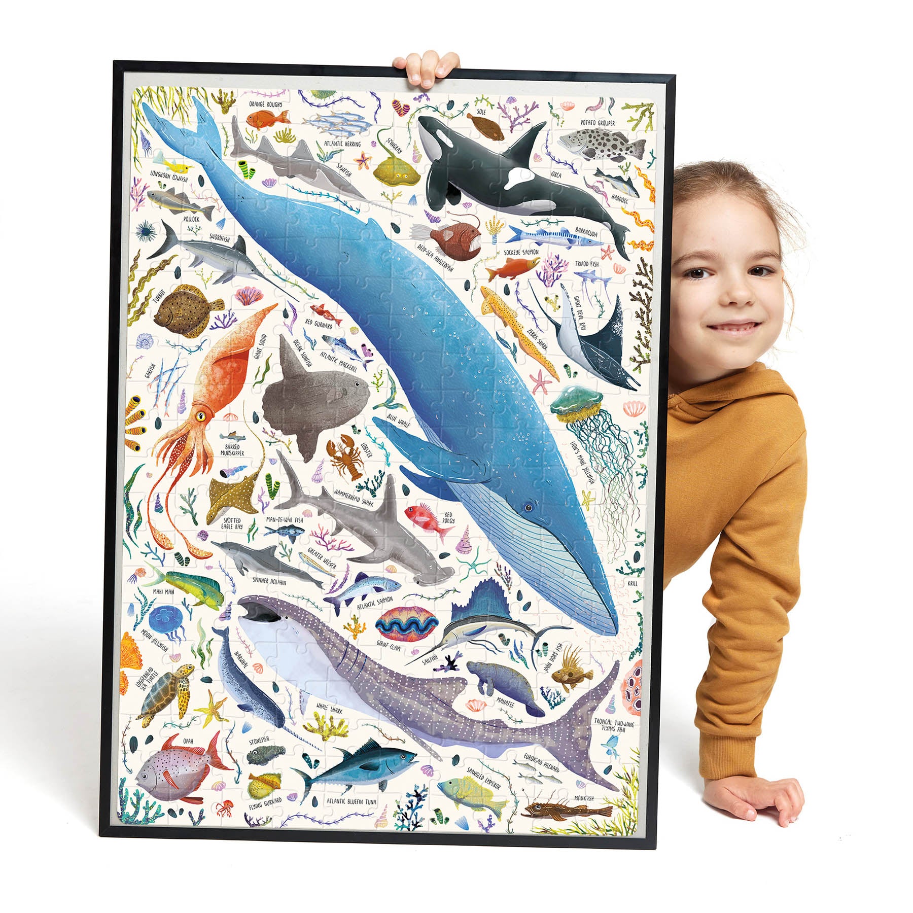 Banana Panda Puzzlove Ocean Animals 200-Piece Jigsaw Puzzle for Kids - Fun Educational Marine Life Puzzle Game for Family Game Night & Classroom Learning Activities