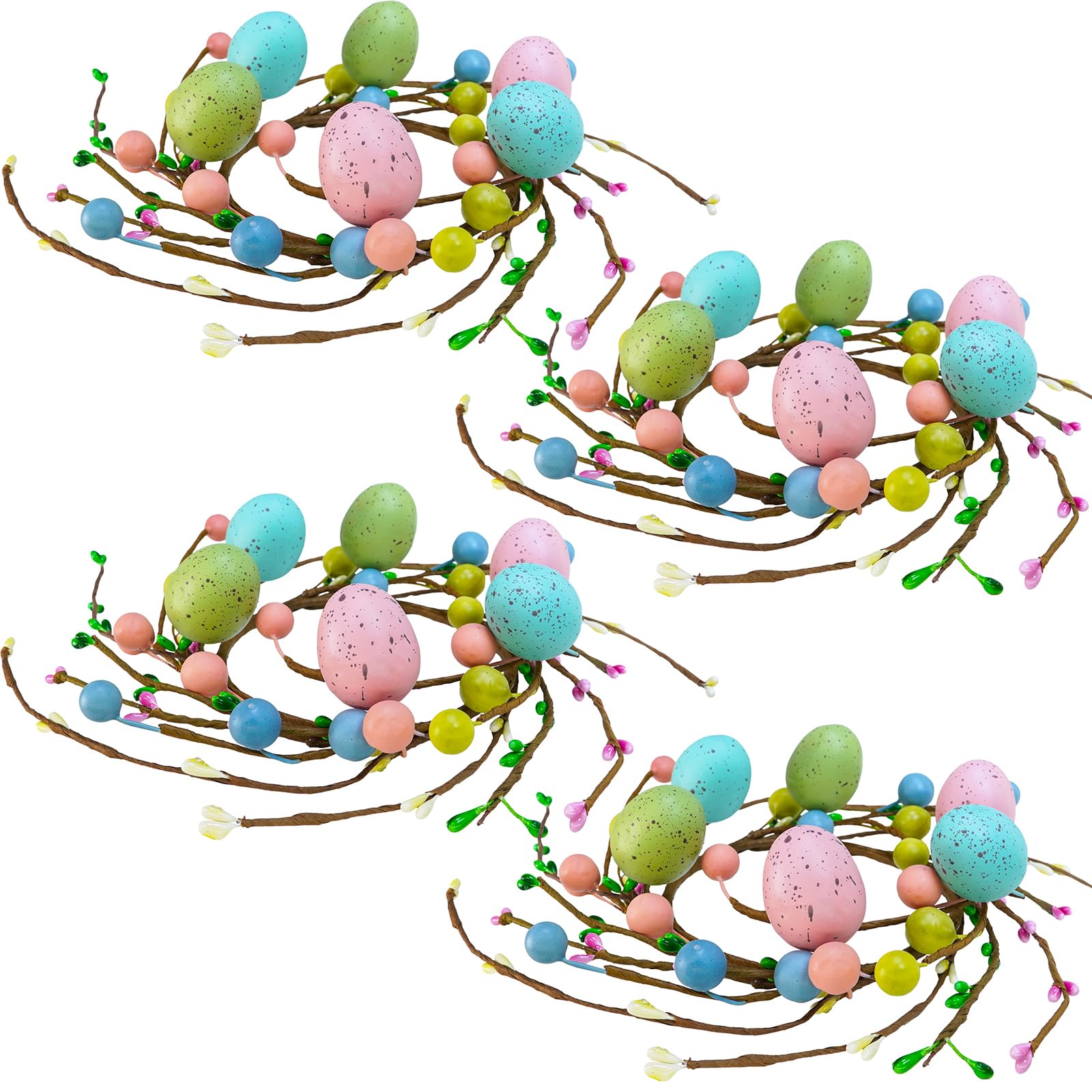 Winlyn 4-Piece Easter Egg Candle Rings Set - 9.5