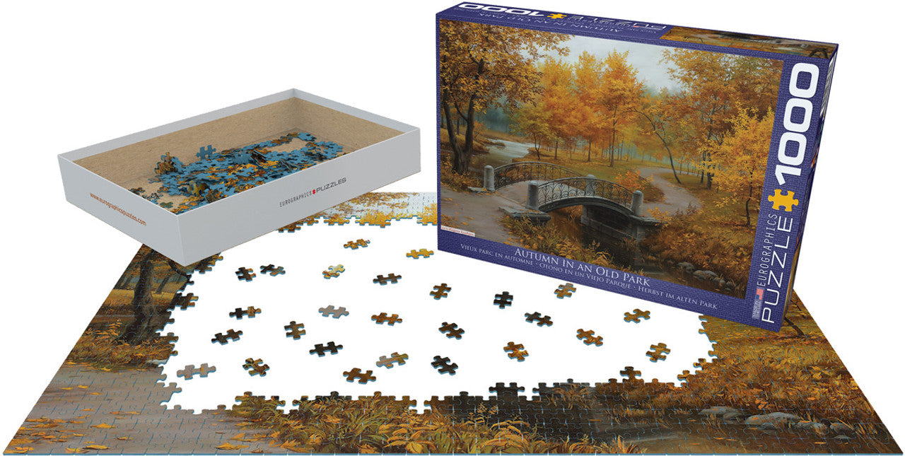 Eugene Lushpin Autumn in an Old Park 1000 Piece Jigsaw Puzzle - Relaxing Fall Landscape Art for Adults, Family Game Night & Home Decor