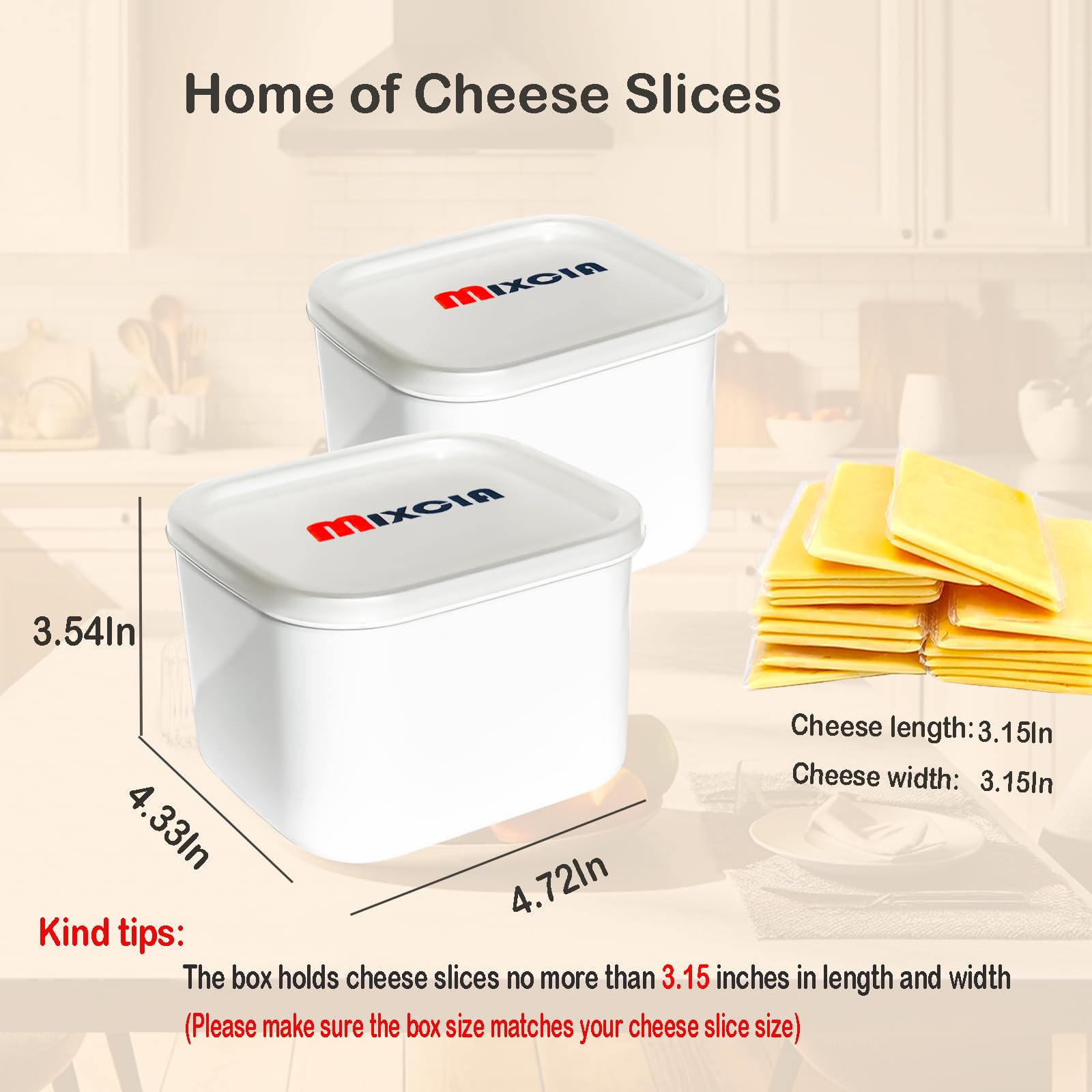 2-Pack Plastic Cheese Storage Containers for Fridge with Lids - Airtight Sliced Cheese Holder to Keep Cheese Fresh | Perfect for Meal Prep, Lunch Boxes & Snack Organization