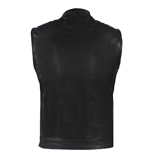 Men's Premium Leather Motorcycle Vest with Concealed Gun Pockets - Biker Jacket for Riding, Outdoor Adventures & Motorcycle Events
