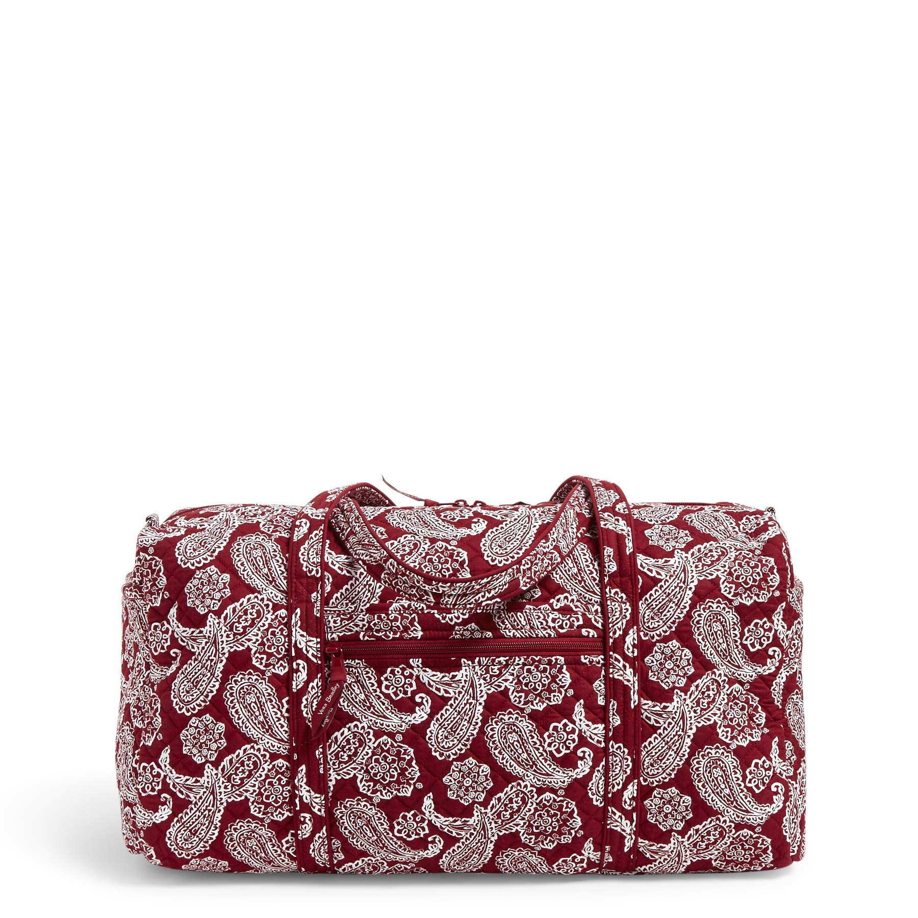 Vera Bradley Women's Cotton Large Travel Duffle Bag - Collegiate Style with Multiple Team Options, Iowa State University Cardinal/White Bandana Print, Perfect for College Students, Gym, Weekend Trips & Sports Travel