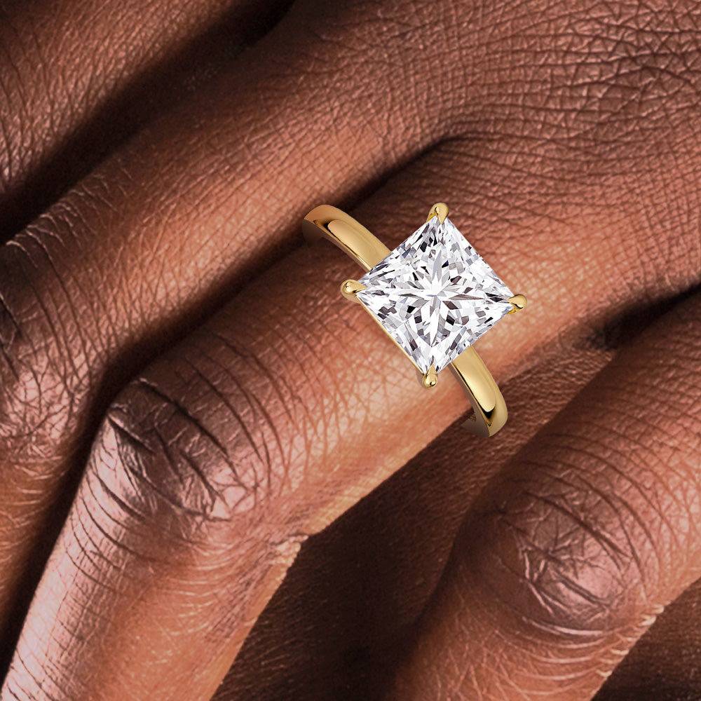 Princess Cut Moissanite Engagement Ring - Classic Solitaire Design for Women | Perfect Wedding, Proposal, Anniversary Gift