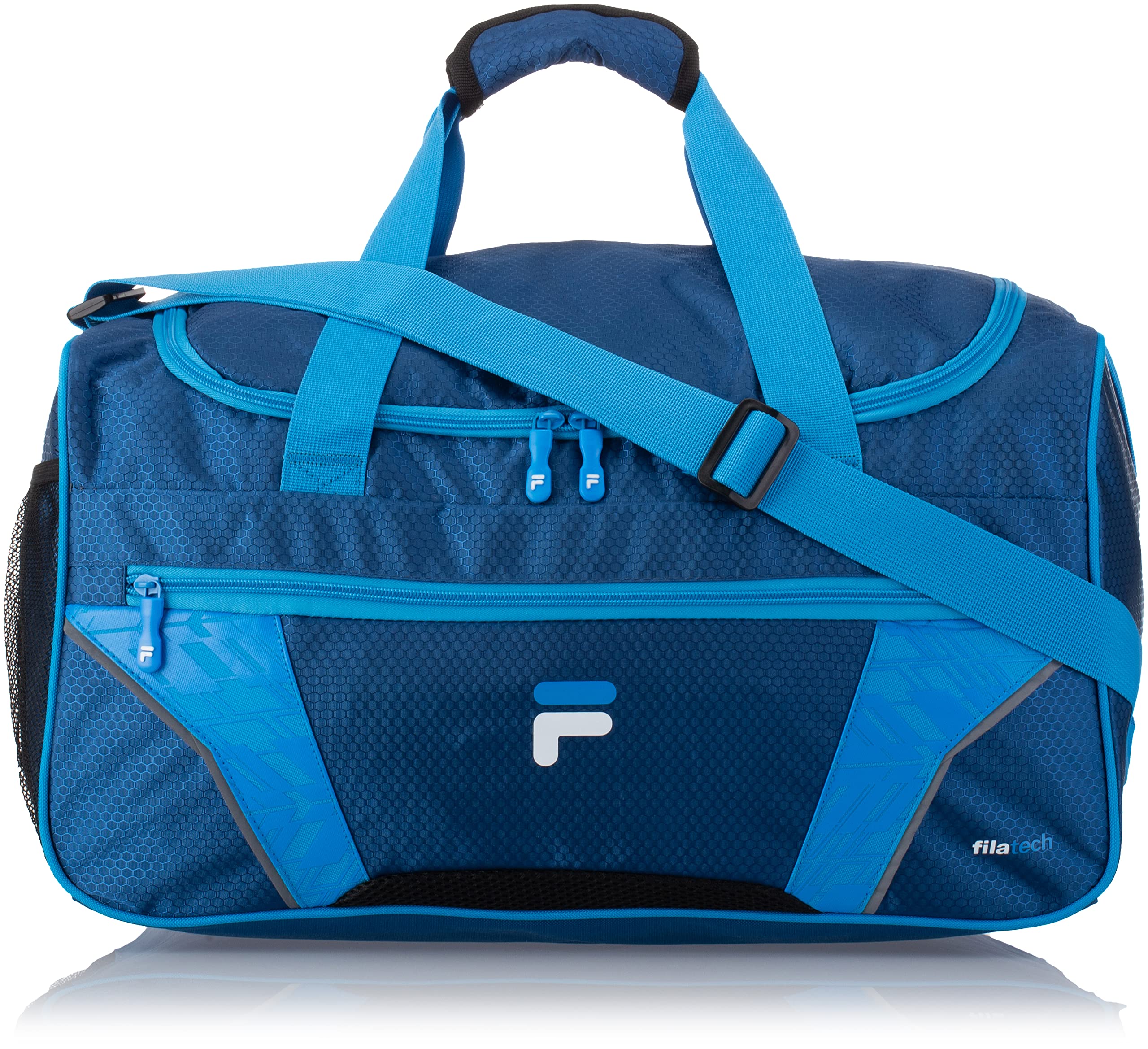 Fila Drone SM Travel Gym Sport Duffel Bag - Water-Resistant Nylon Carryall for Men & Women - Perfect for Gym, Workout, Travel & Sports - Navy/Blue, One Size