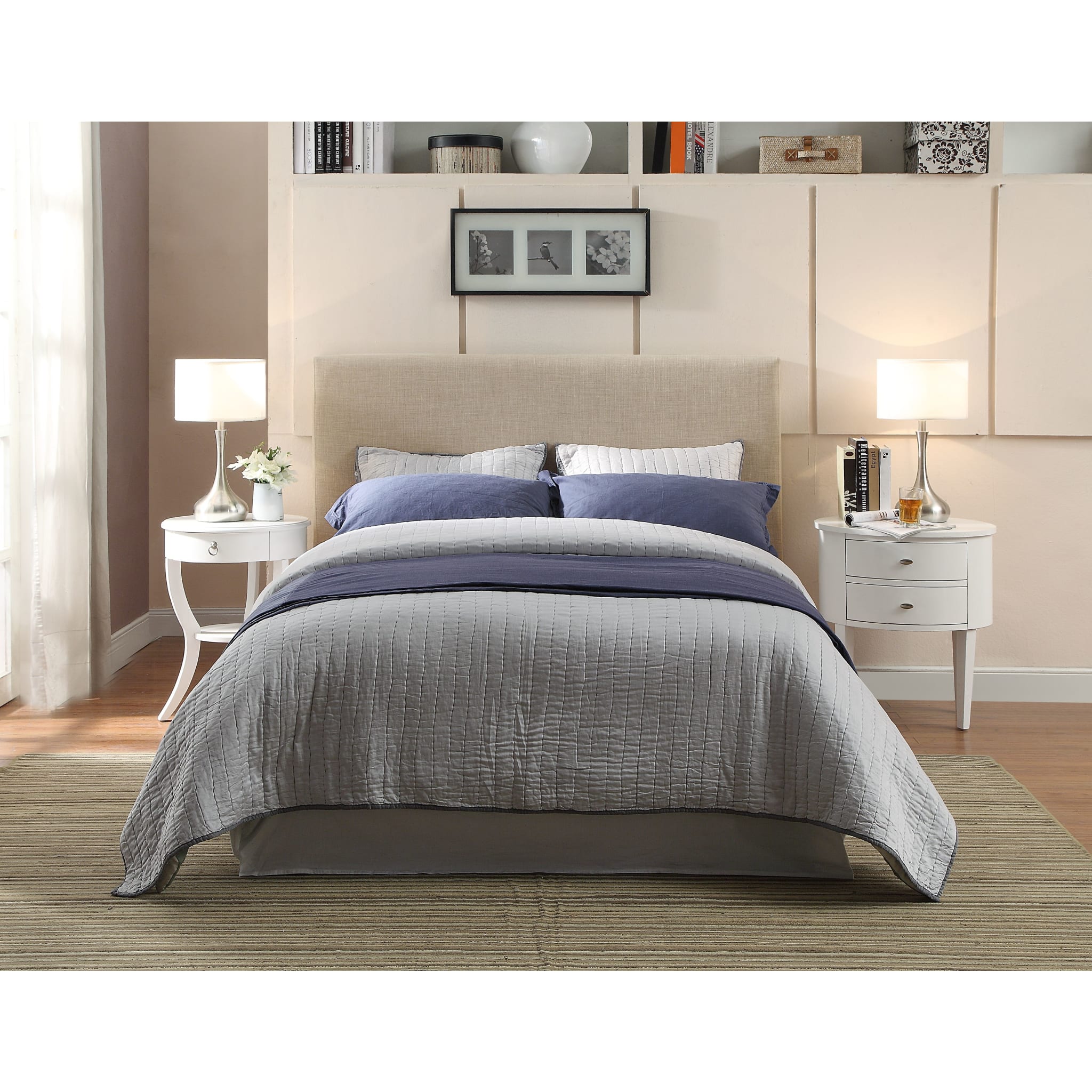 Saint Pierre Upholstered Platform Bed Frame - Queen Size in Toast Linen Fabric | Modern Bedroom Furniture with Solid Wood Support | Perfect for Master Bedroom, Guest Room & Apartment Decor