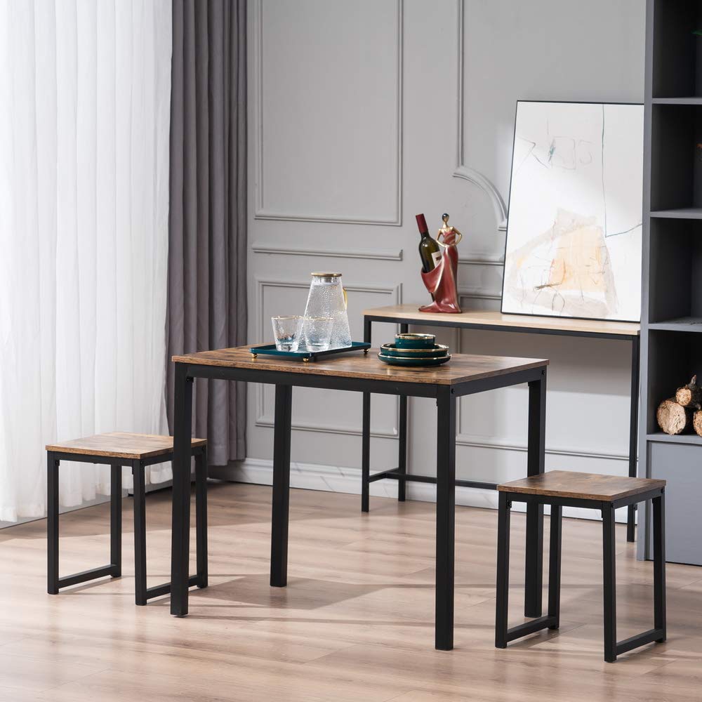 3-Piece Modern Wood Dining Table Set with 2 Chairs - Contemporary Kitchen & Breakfast Table for Small Spaces - Perfect for Apartments, Condos, and Cozy Homes