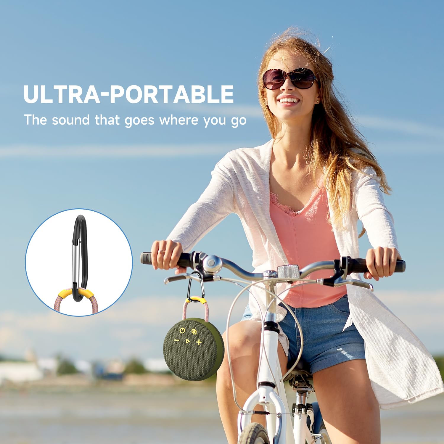 MusiBaby IPX7 Waterproof Bluetooth Shower Speaker - Wireless Stereo Portable Speaker with 24H Playtime, Perfect for Hiking, Pool, Beach, Outdoor Activities - Great Gift for Boys & Men (Green)