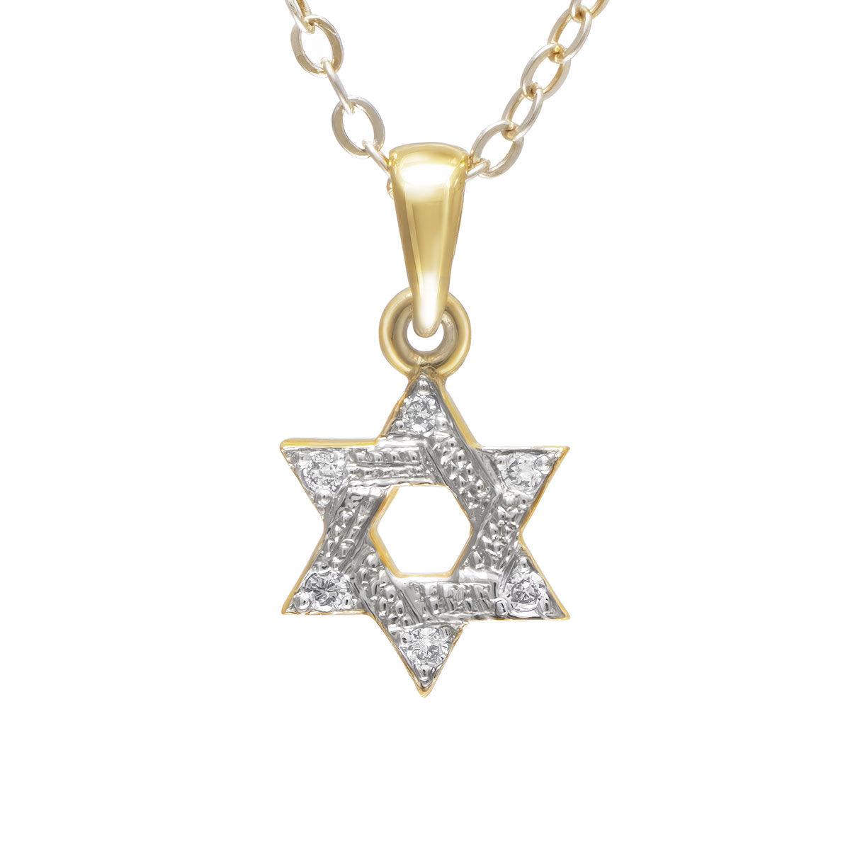 14K Gold Star of David Necklace with 6 Diamonds - Elegant Jewish Jewelry for Hanukkah, Bar Mitzvah & Special Occasions