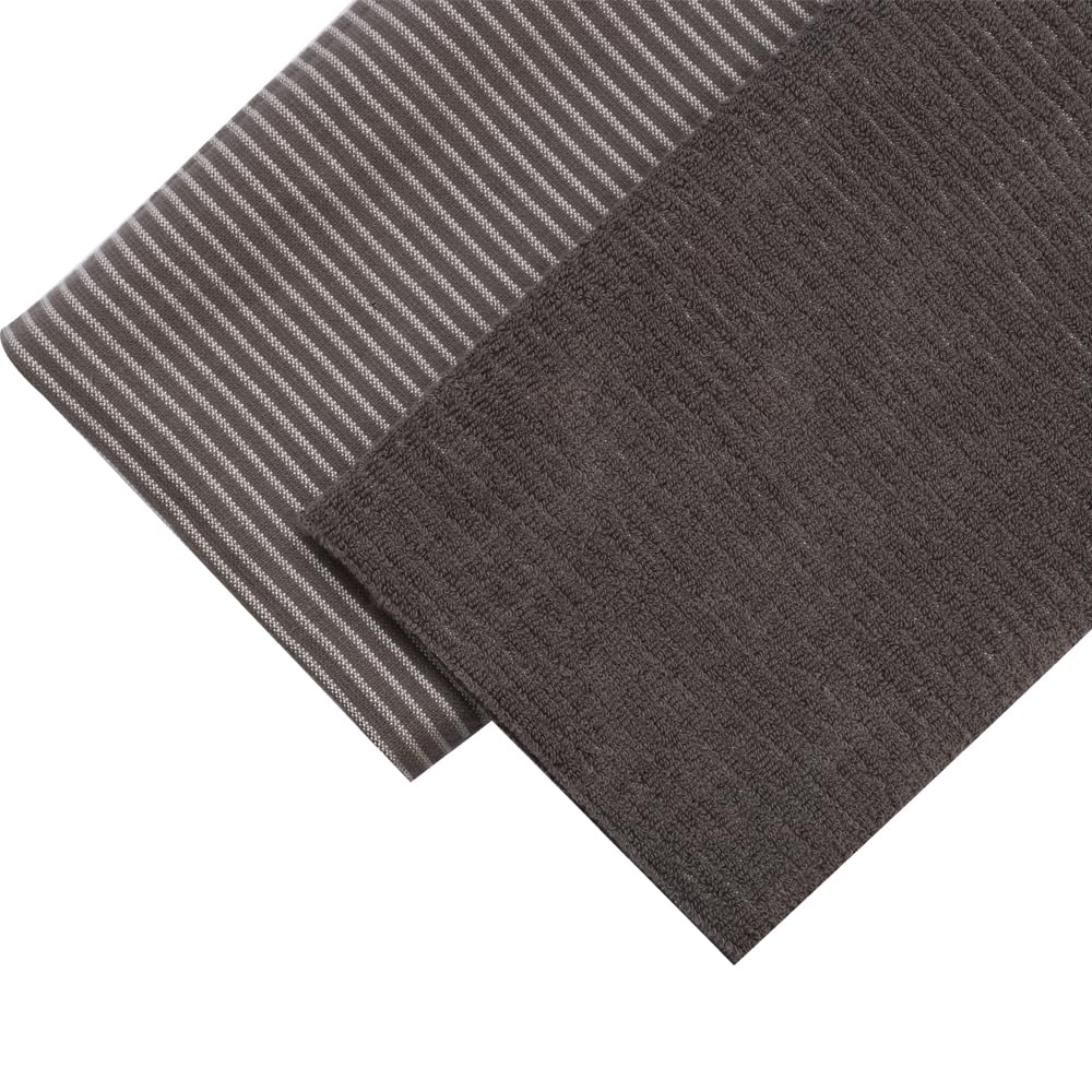 UMC HOME 2-Pack Premium 100% Cotton Kitchen Towels Set - Ultra Absorbent Luxury Tea Towels & Dishcloths (40x60cm, Midnight Grey) - Perfect for Drying Dishes, Cleaning Countertops & Hand Wiping - Machine Washable Kitchen Essentials