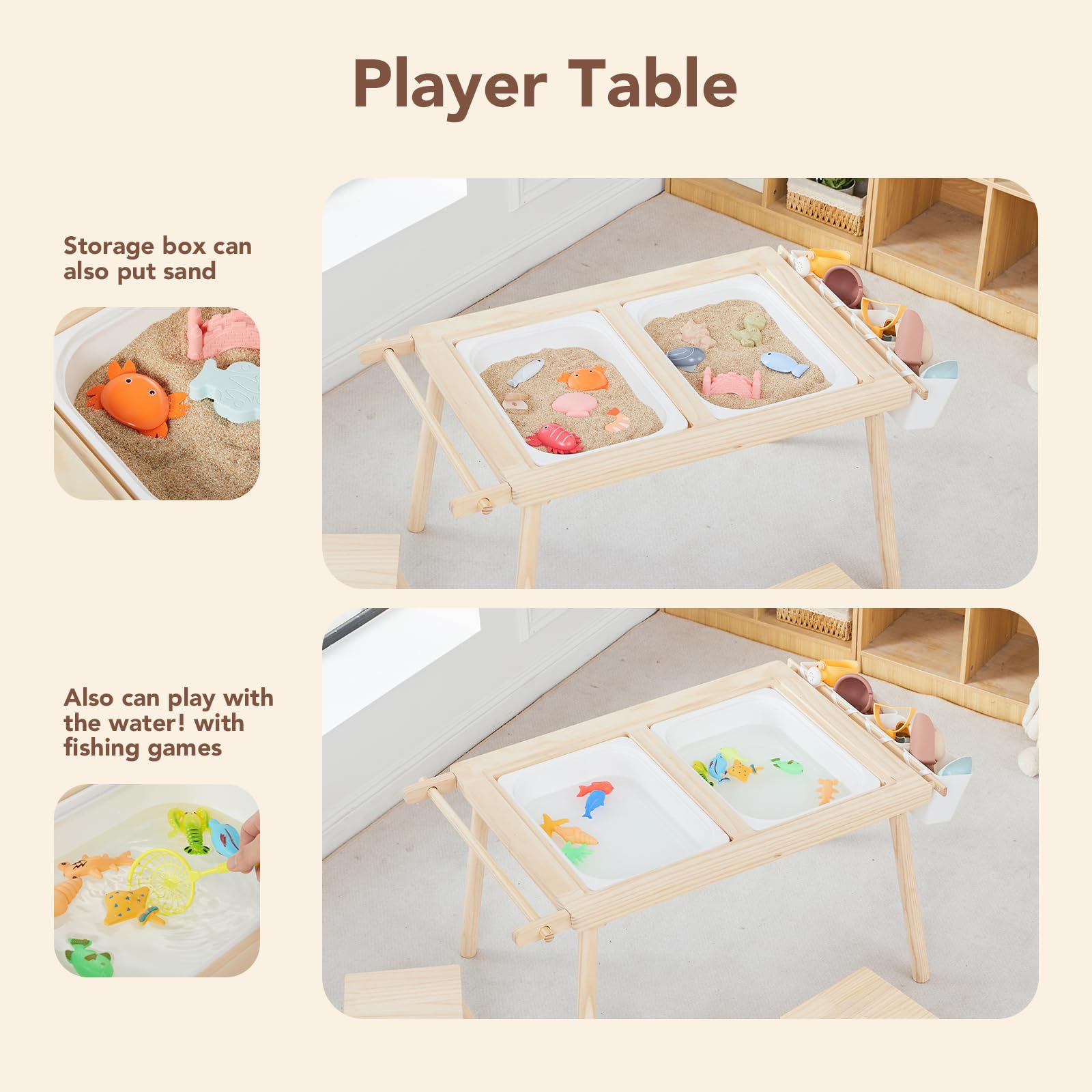 **5-in-1 Kids Sensory Table & Chair Set - Wooden Sand & Water Play Table for Building Blocks, Learning, Dining & Storage - Perfect Gift for Boys & Girls - Ideal for Indoor & Outdoor Playtime**