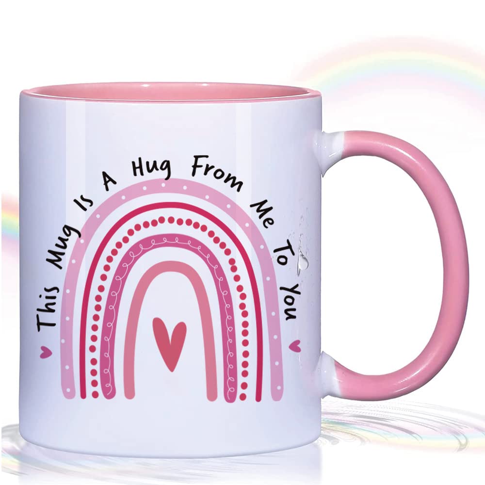 This Mug is A Hug from Me to You - Thoughtful Birthday Gift for Friend, Mothers Day Present, Long Distance Friendship Keepsake for Best Friend or Sister, Cancer Get Well Soon Encouragement Mug for Coffee & Tea Lovers