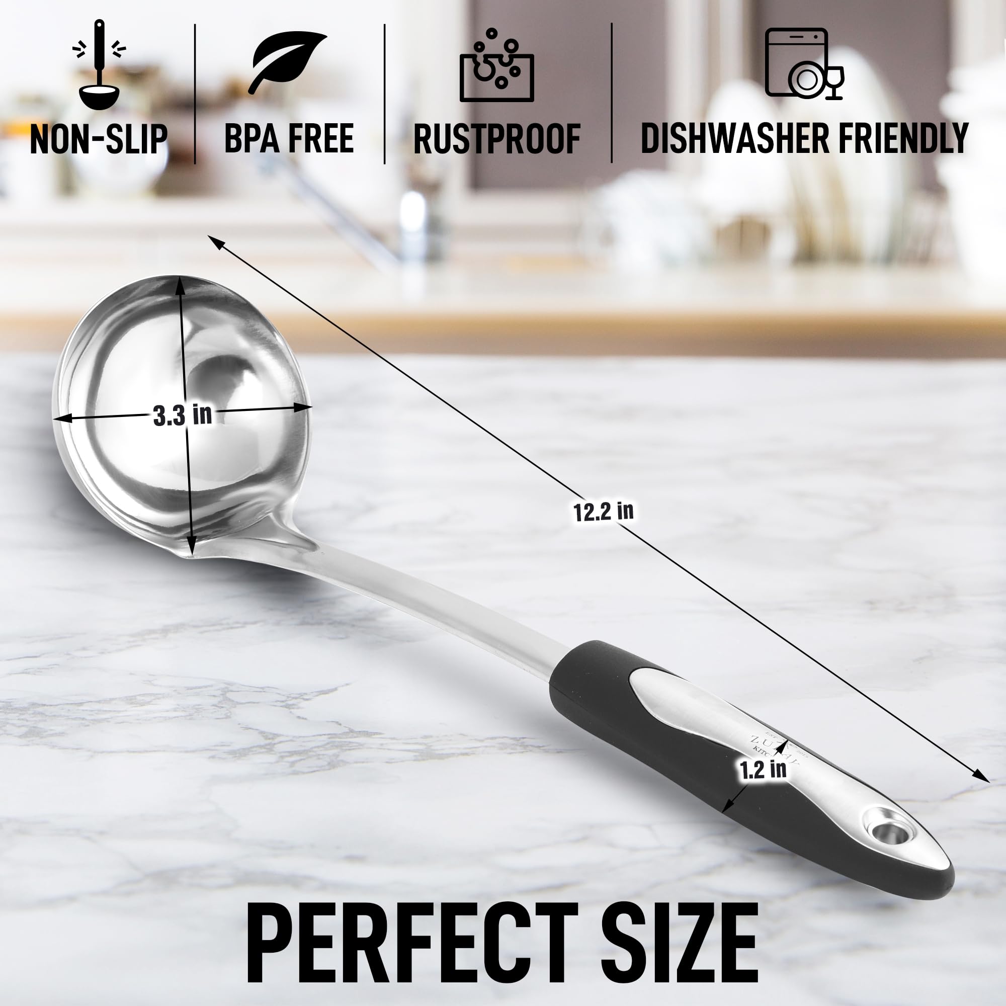 Premium Stainless Steel Soup Ladle - 12
