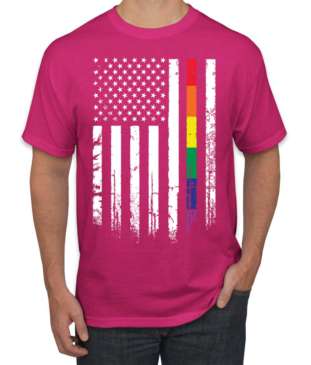 USA Gay Pride Rainbow American Flag LGBT Graphic T-Shirt for Men - Comfortable Cotton Tee for Pride Parades, LGBTQ+ Events & Everyday Wear